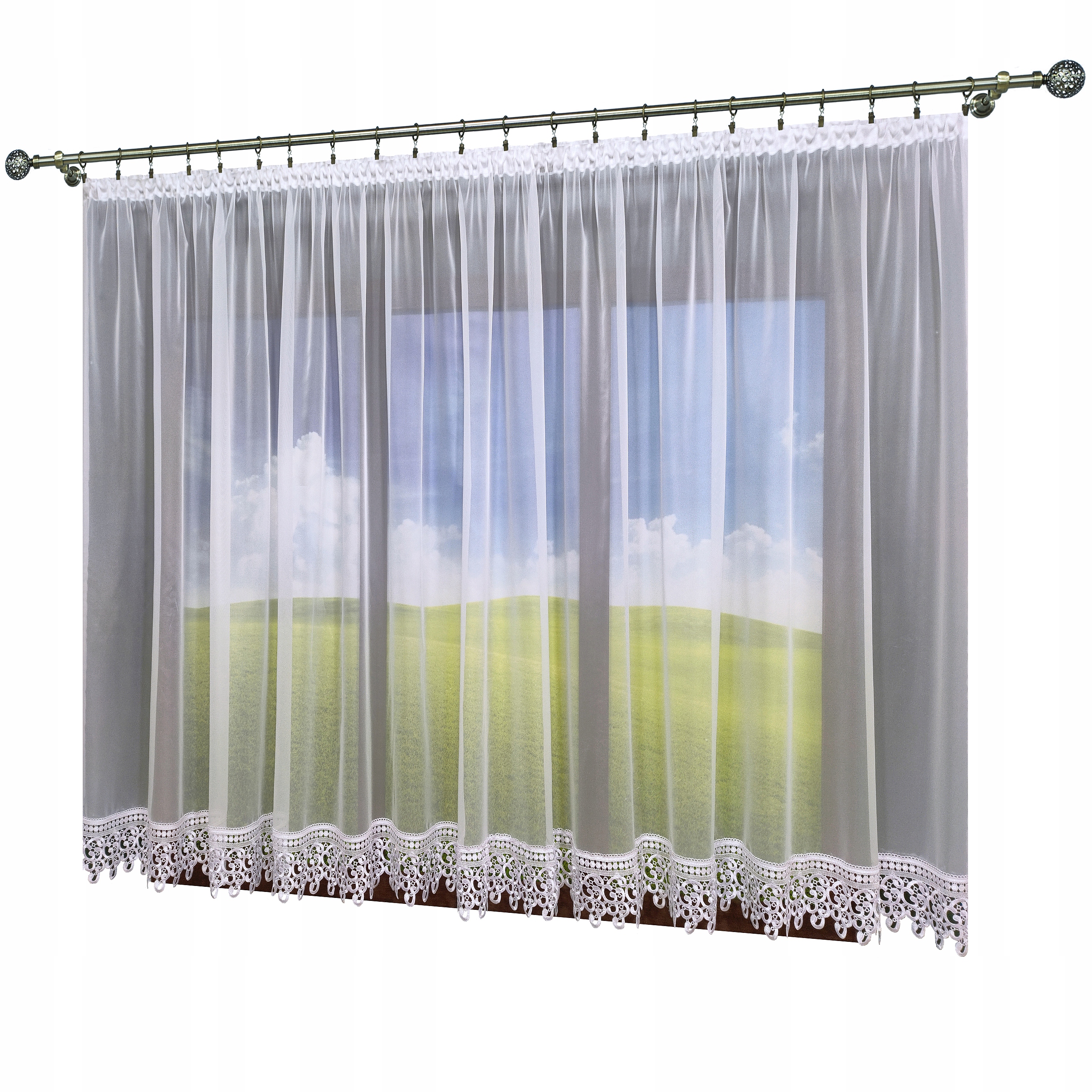 FIRANY GOTOWE BIAŁA GOTOWA FIRANA GIPIURA KORONKA 200x120 TUNEL ŻABKI pro Rodzaj Firana pojedyncza