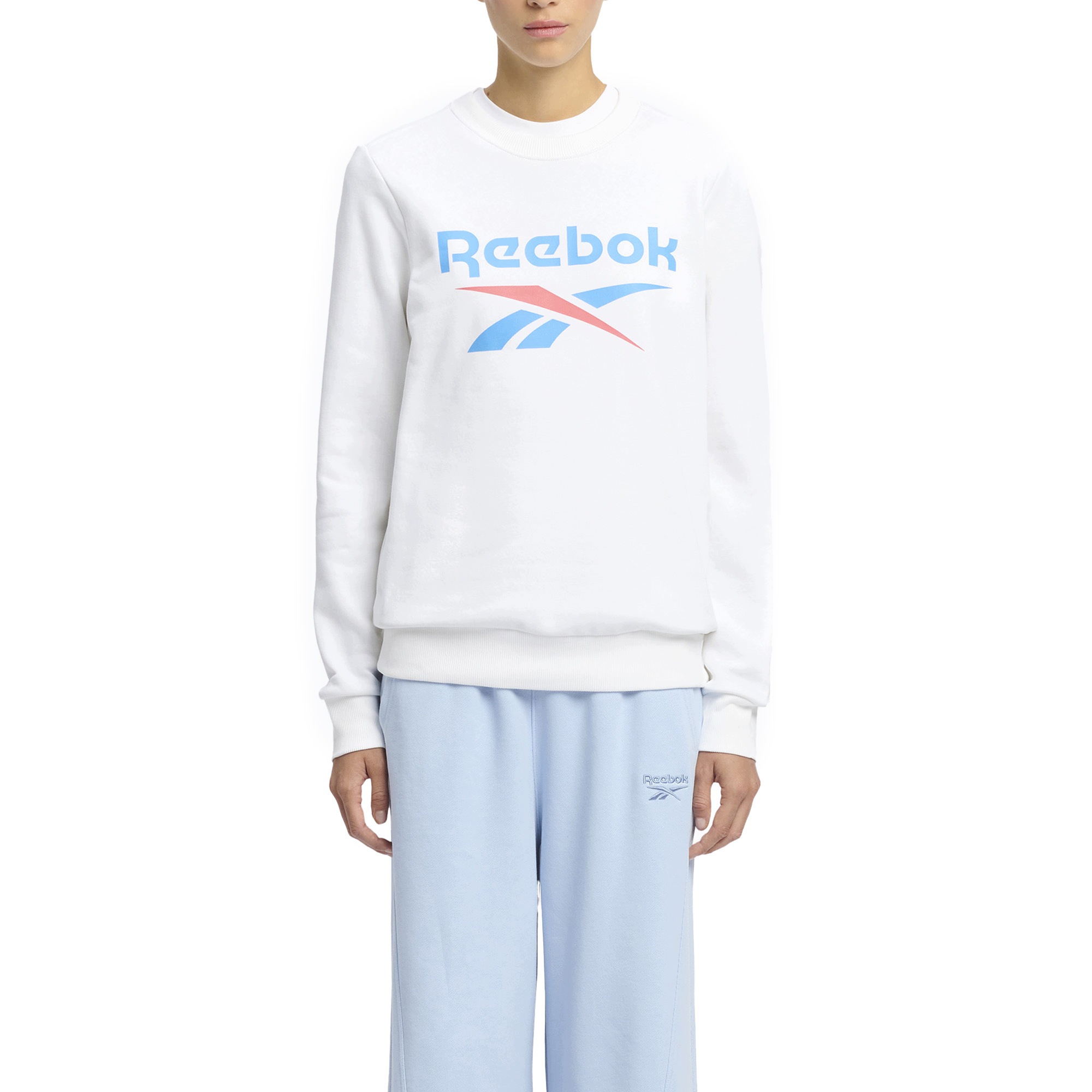 Bluza damska Reebok Identity Big Logo Fleece Crew white/coral/blue