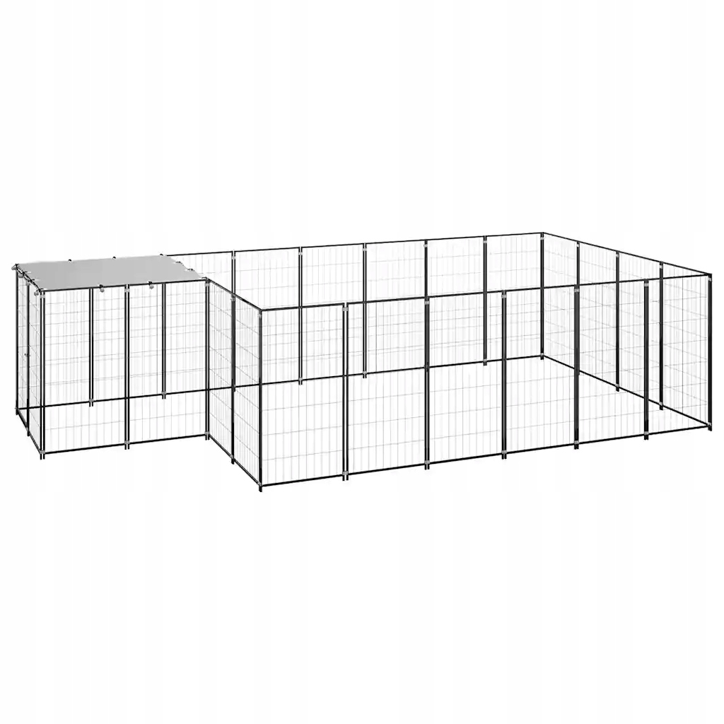 Kotec pro psa, černá, 8,47 m², ocelová