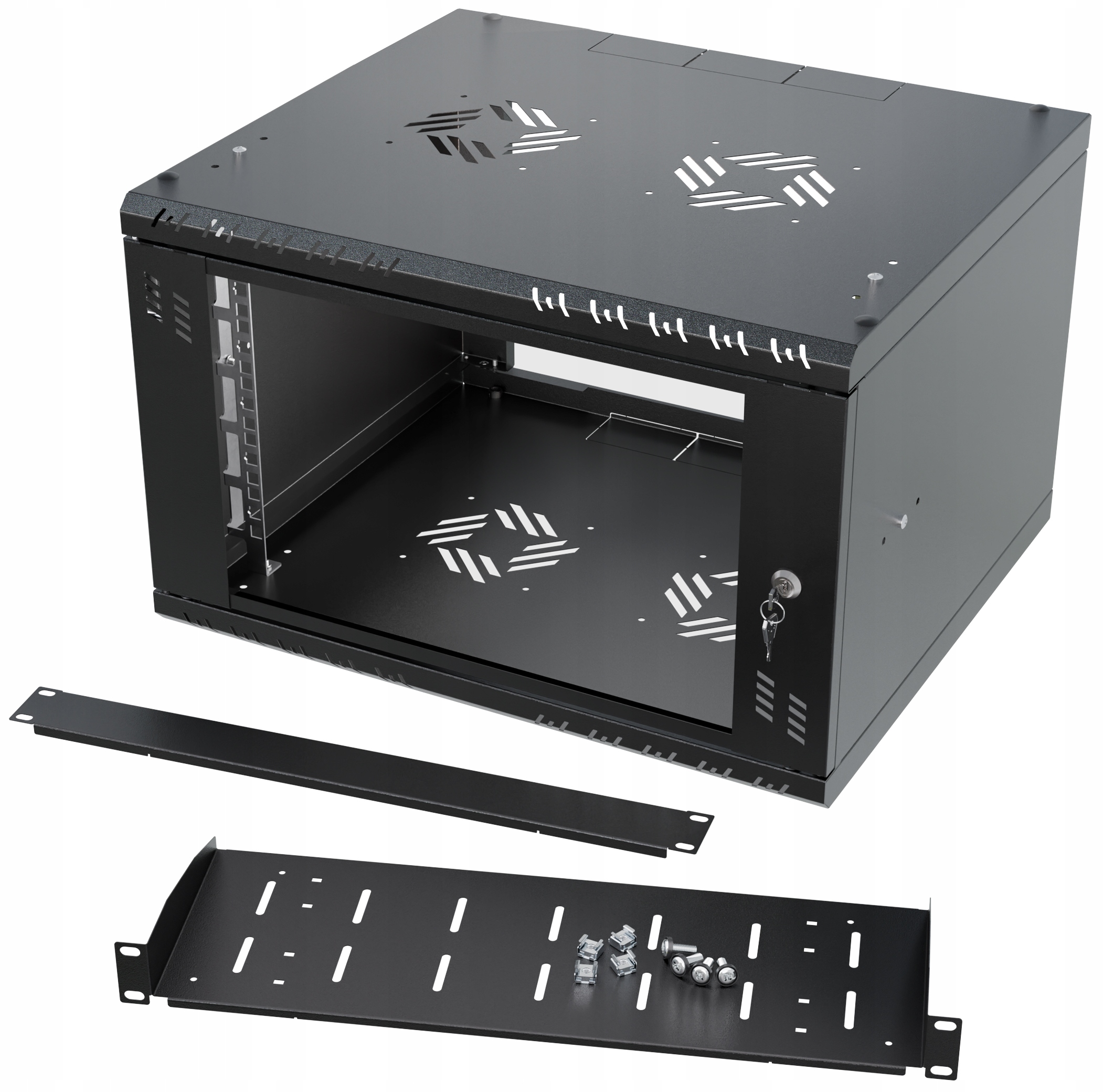Zestaw Szafa Serwerowa Rack 19" 6U 450mm Półka Rack Maskownica Stalflex