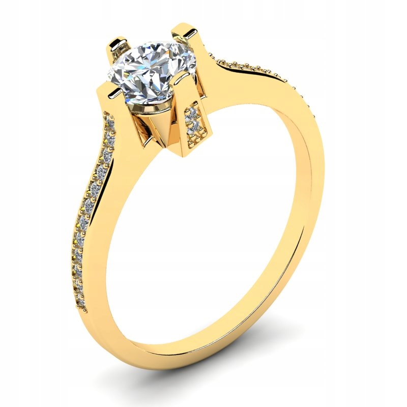 

Pierścionek Złoty Z Białym Topazem I Brylantami