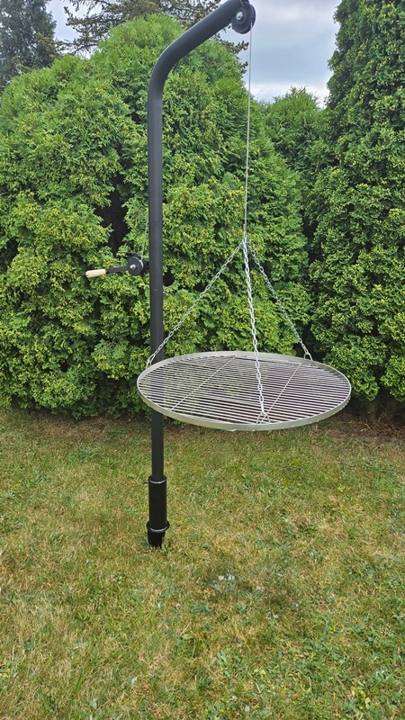 Grill ogrodowy żuraw na wysięgnikiem z rusztem nierdzewnym i uchwytem EAN (GTIN) 5906112207120