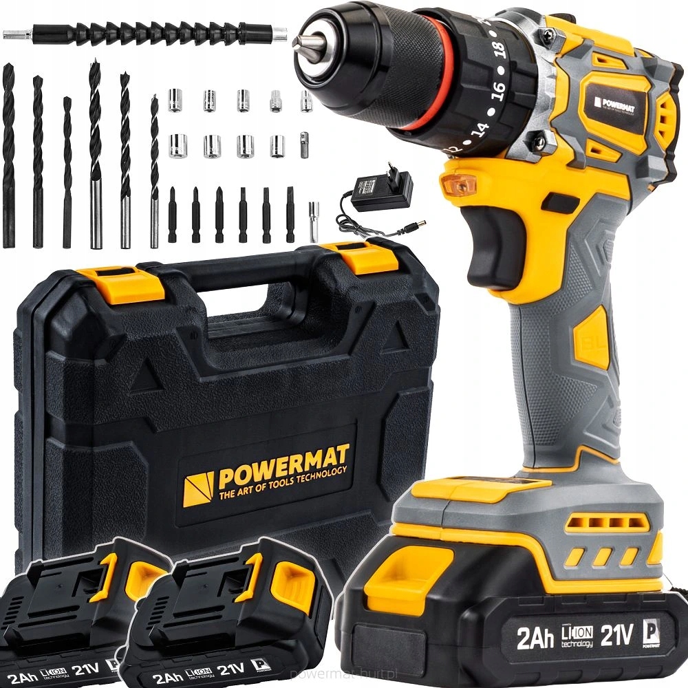Vrtací aku šroubovák Powermat PM-WA-21V-2M, 21V, 2Ah