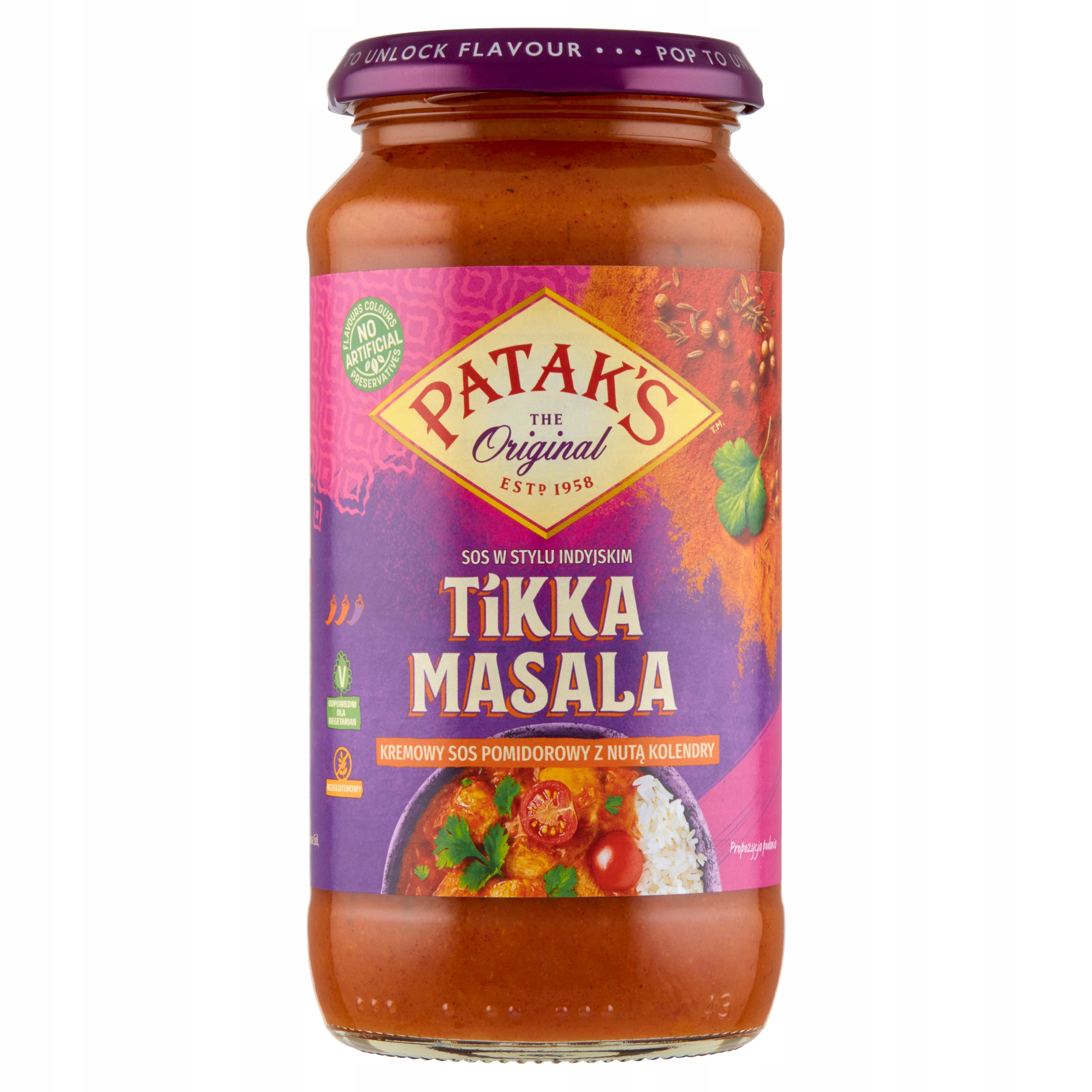 

Patak's Tikka Masala Kremowy sos z kolendrą 450 g