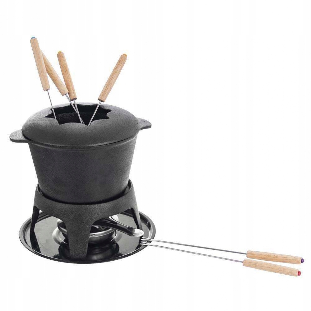 ZESTAW DO FONDUE żeliwny Cauldron Fondue czarny