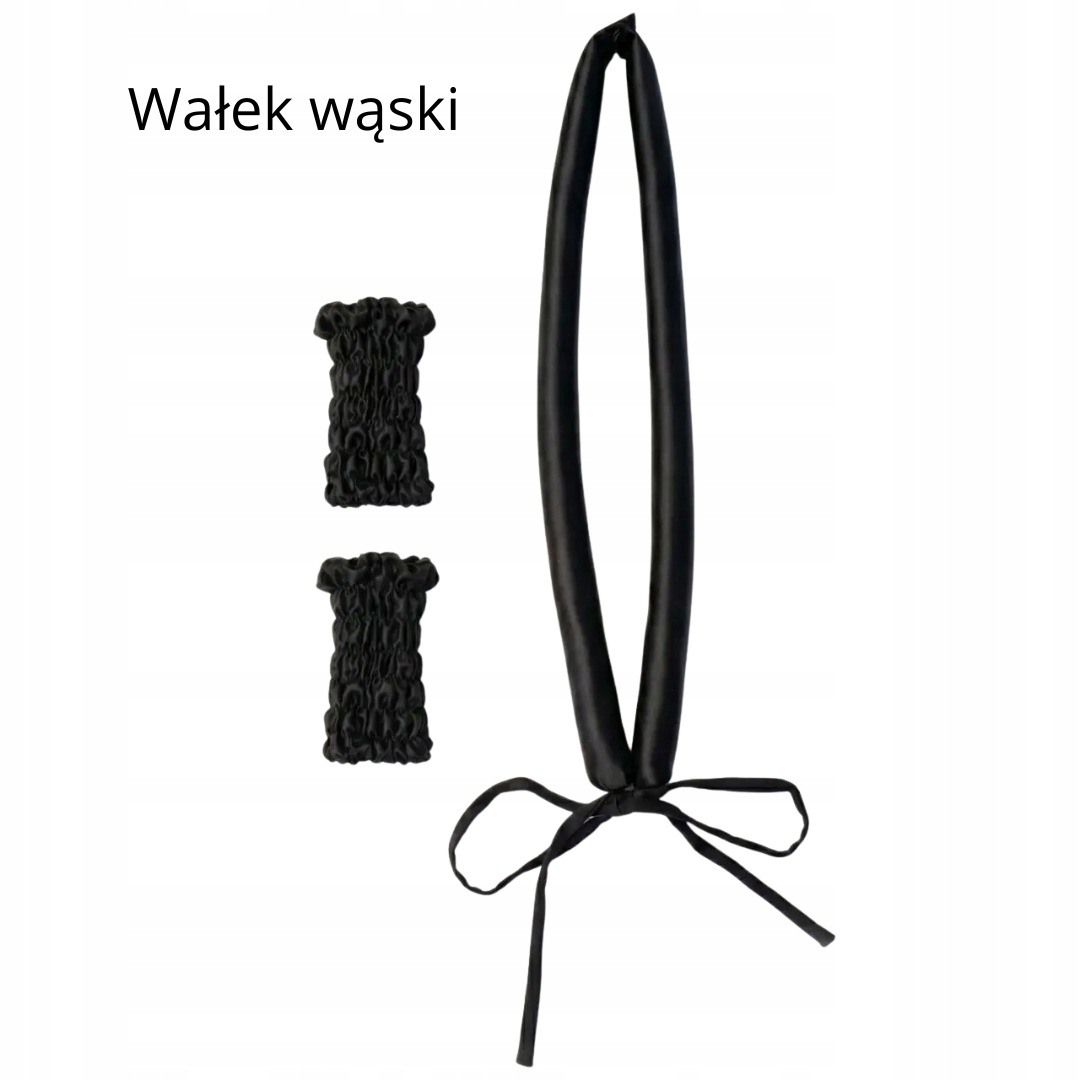 Úzký hedvábný váleček na vlasy, hedvábný váleček na kadeře 100% hedvábí – černý