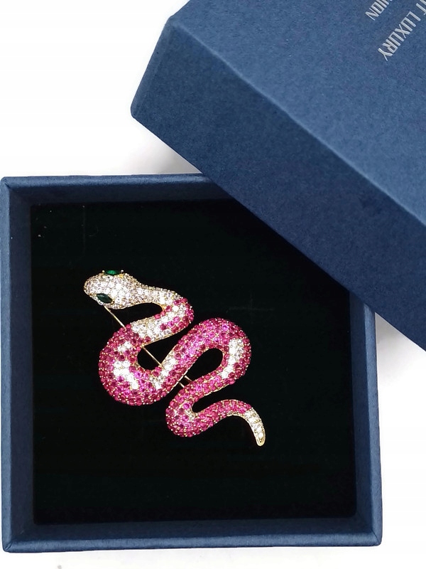 Luxusní Brož Zlatá 14K Gp Had Krabička Jako Dárek