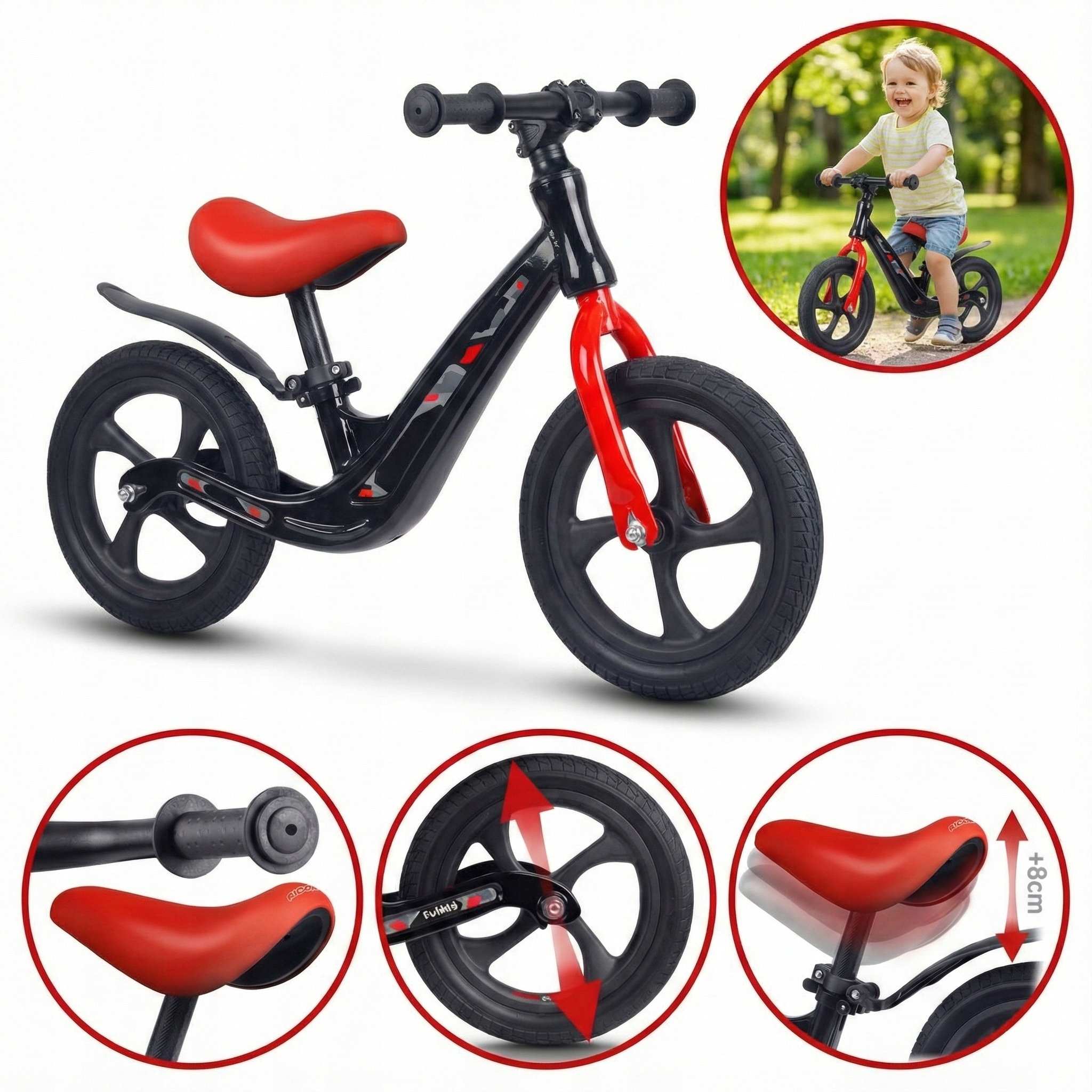 Rowerek Biegowy Dla Dzieci 2-5 Koła Eva 12'' Regulowany Lekki Nauka Jazdy