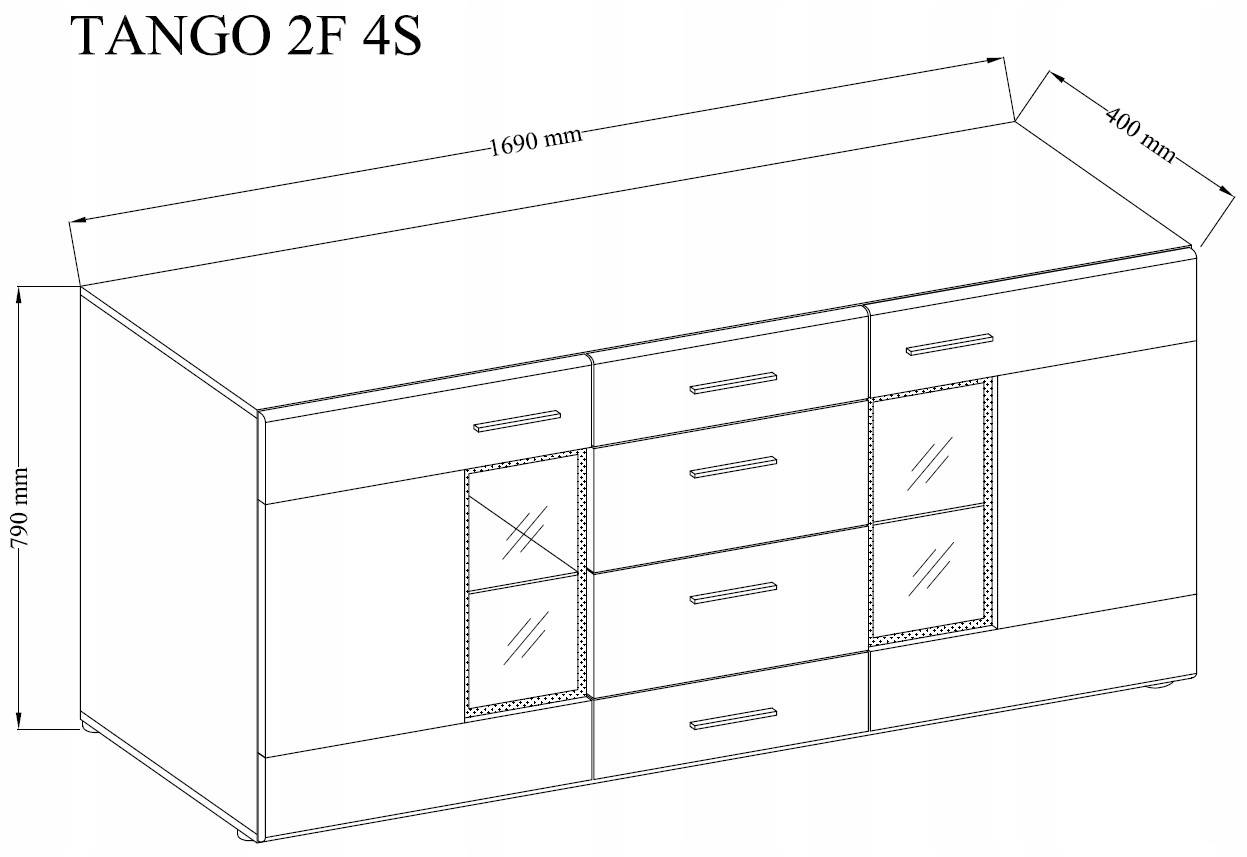 TANGO komoda dąb sonoma bez oświetlenia Marka Meble4home