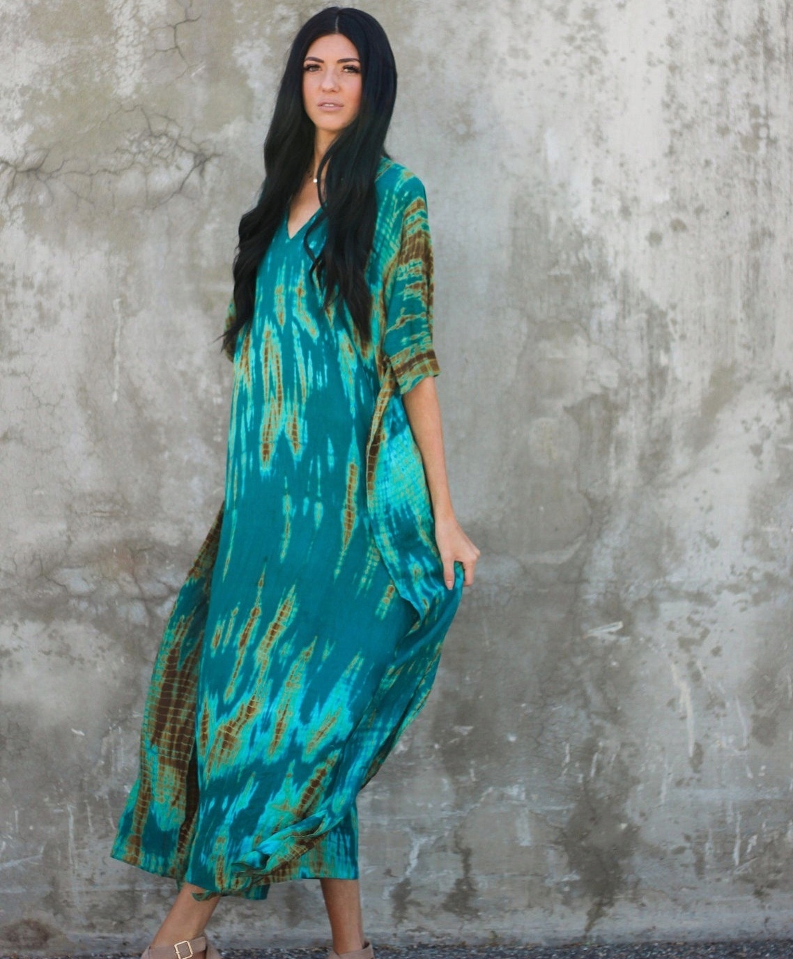 PAREO TUNIKA BOHO LETNIA SUKIENKA DŁUGA NARZUTKA Wzór dominujący mix wzorów