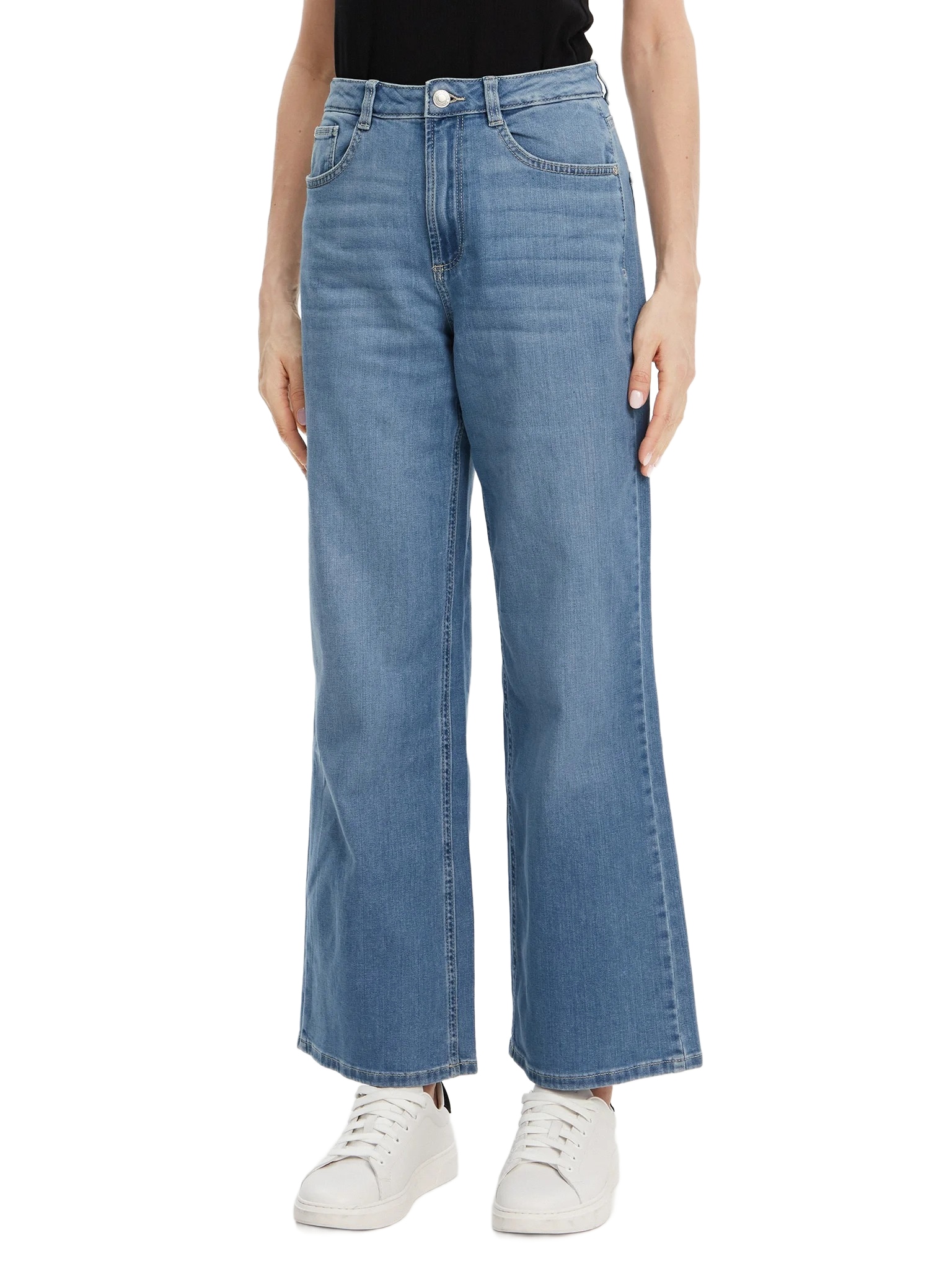 Tom Tailor Dámské Džíny Jednoduché Modré S Vysokým Pasem 32/32 6BA