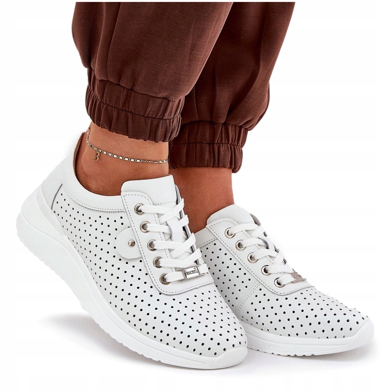 Dámské Kožené Sportovní Boty Jemný Koturn Vinceza 79532 Bílé 39