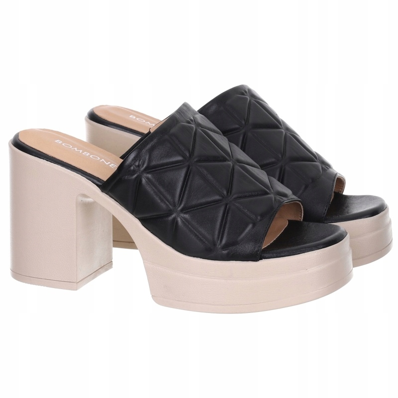 Nazouváky pantofle Bombonella 4-T 004-10588-M5-D R1002-25003 Kůže černé VEL.40