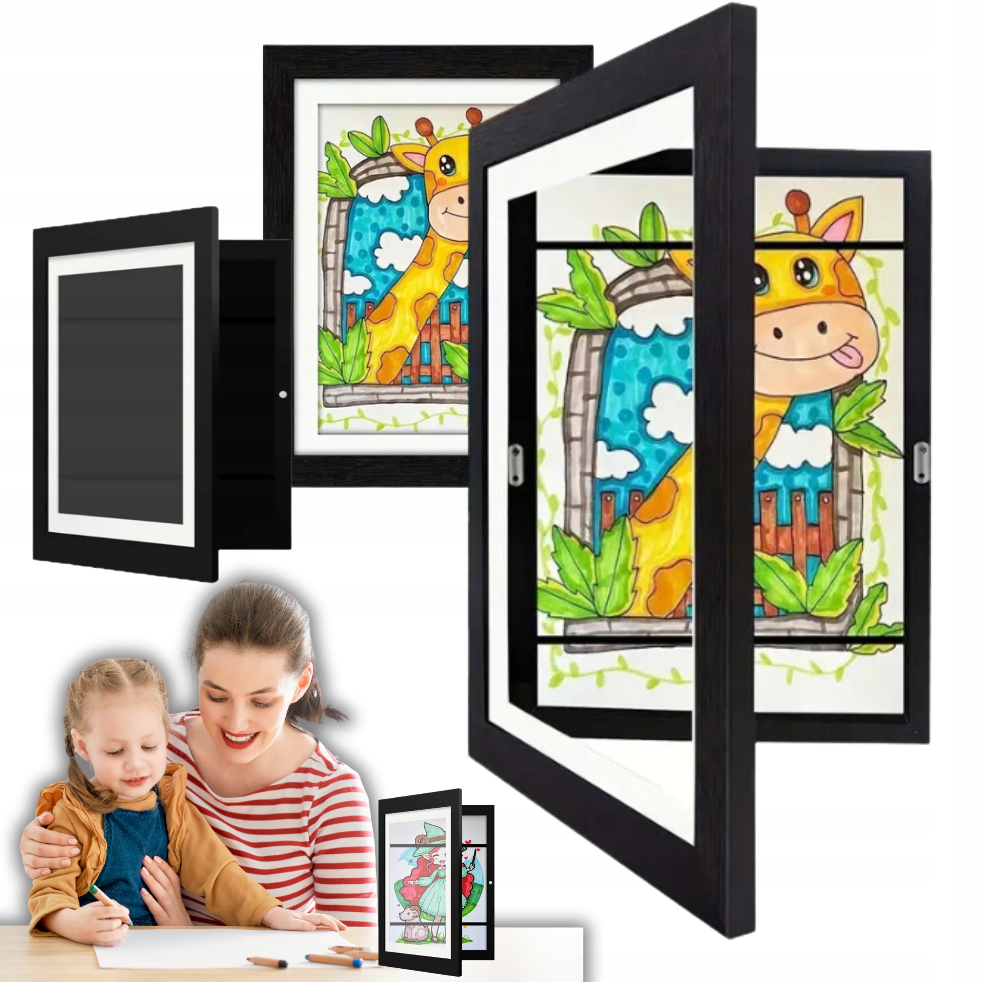 RAMKA ARTYSTYCZNA OTWIERANA NA OBRAZKI RYSUNKI ZDJĘCIA DLA DZIECI POJEMNIK