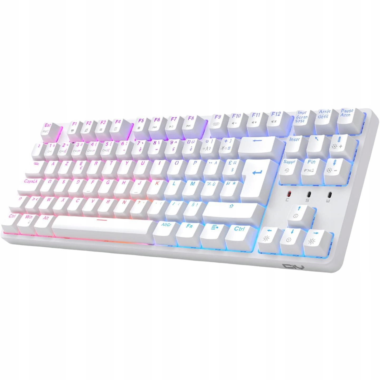 Klawiatura Mechaniczna Gamingowa Tkl Azerty Przewodowa Rgb Hot Swap Biała