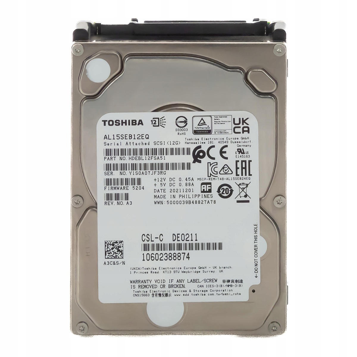Toshiba 1.2TB 10500RPM 128MB SAS-3 2.5'' AL15SEB12EQ