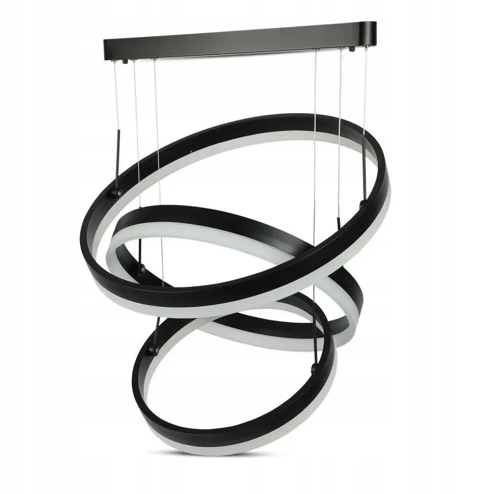Závesná lampa trojitá Led stmievateľná čierna okrúhla 60 cm V-tac