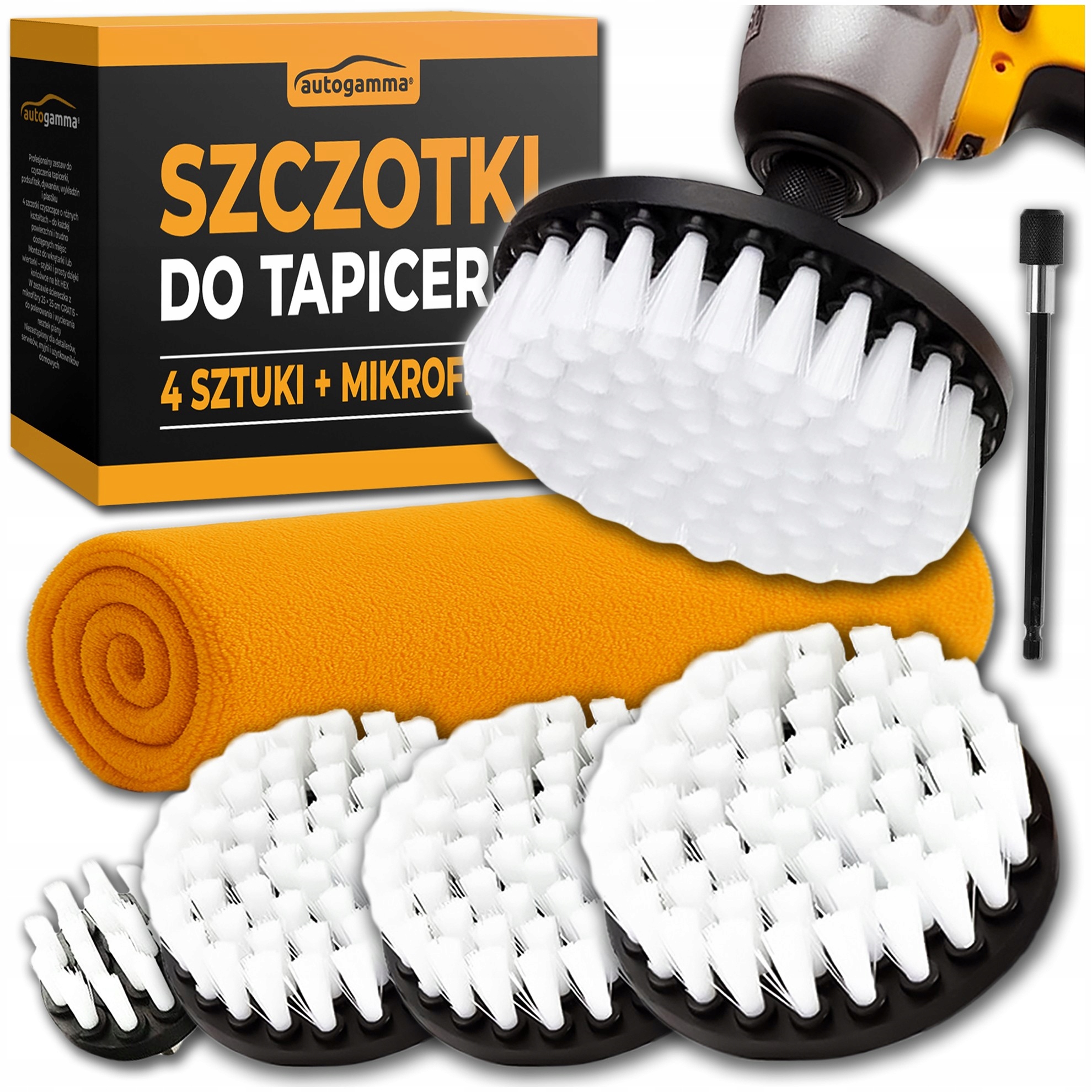 Szczotki do mycia tapicerki prania na wkrętarkę zestaw 4 szt do czyszczenia