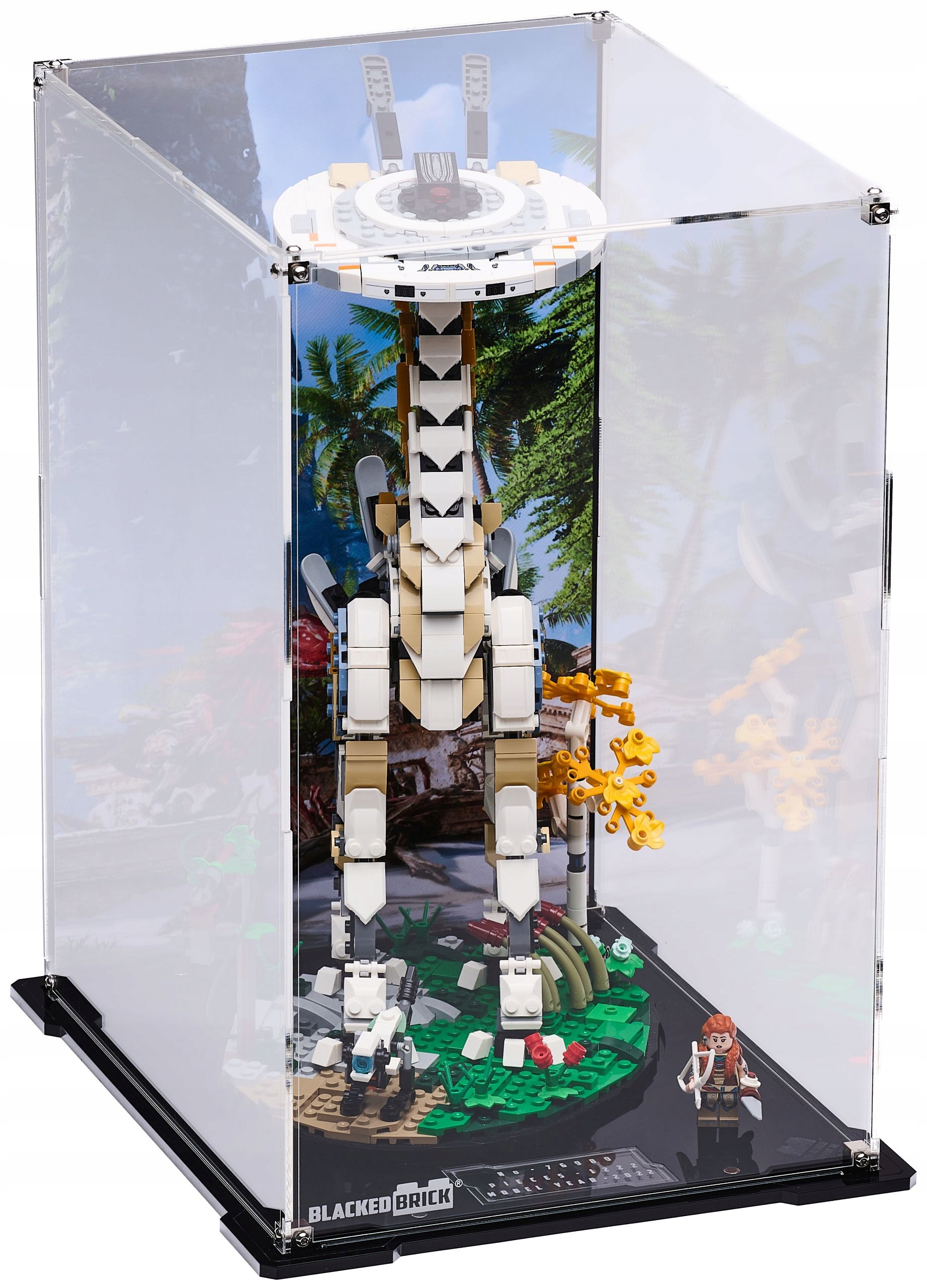 Vitrína s pozadím 1 Blacked Brick pre Lego Horizon 76989 Forbidden West: Žiraf