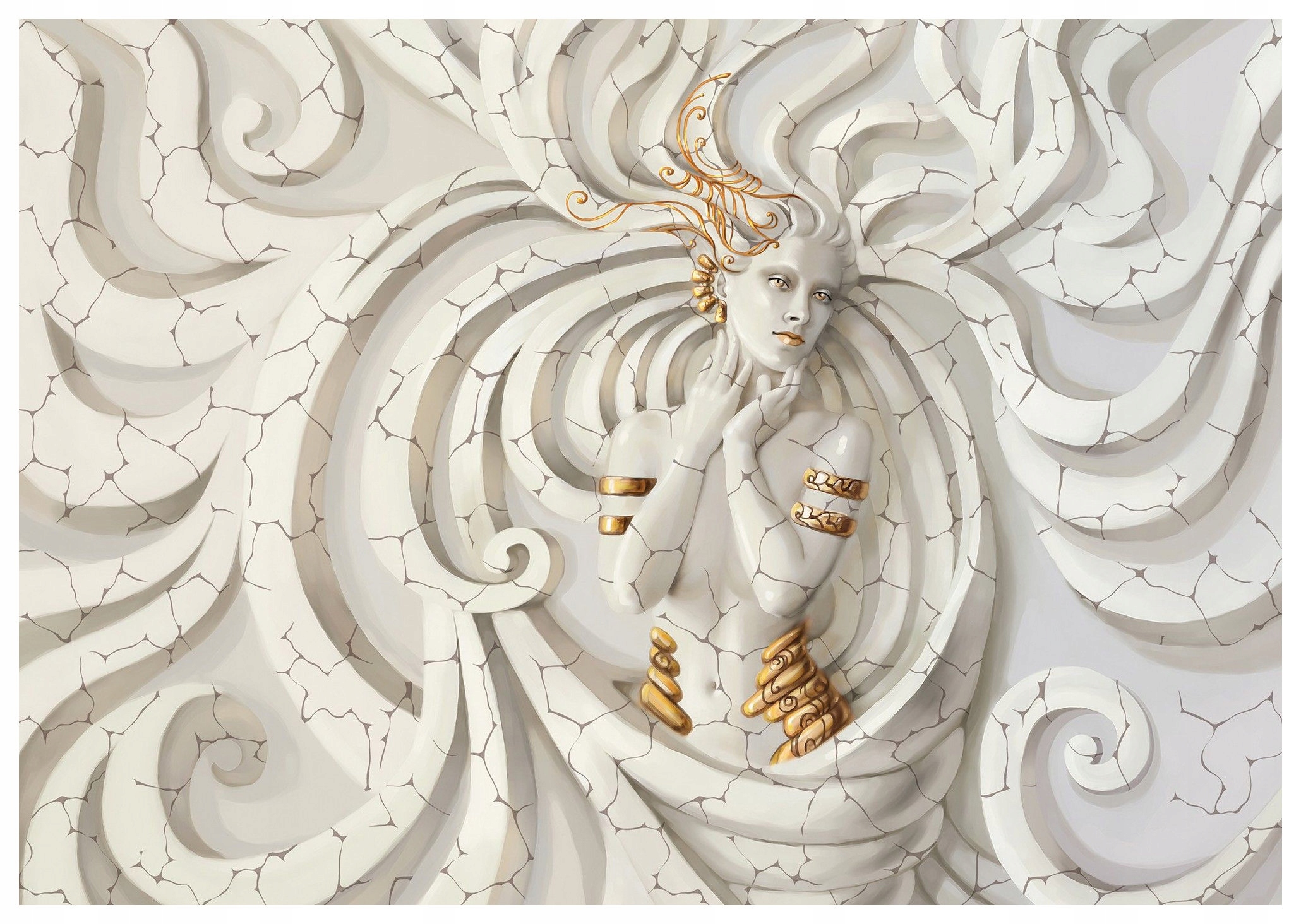 Vliesová fototapeta Zlatá linie elegance klid mystika 416x254 lepidlo