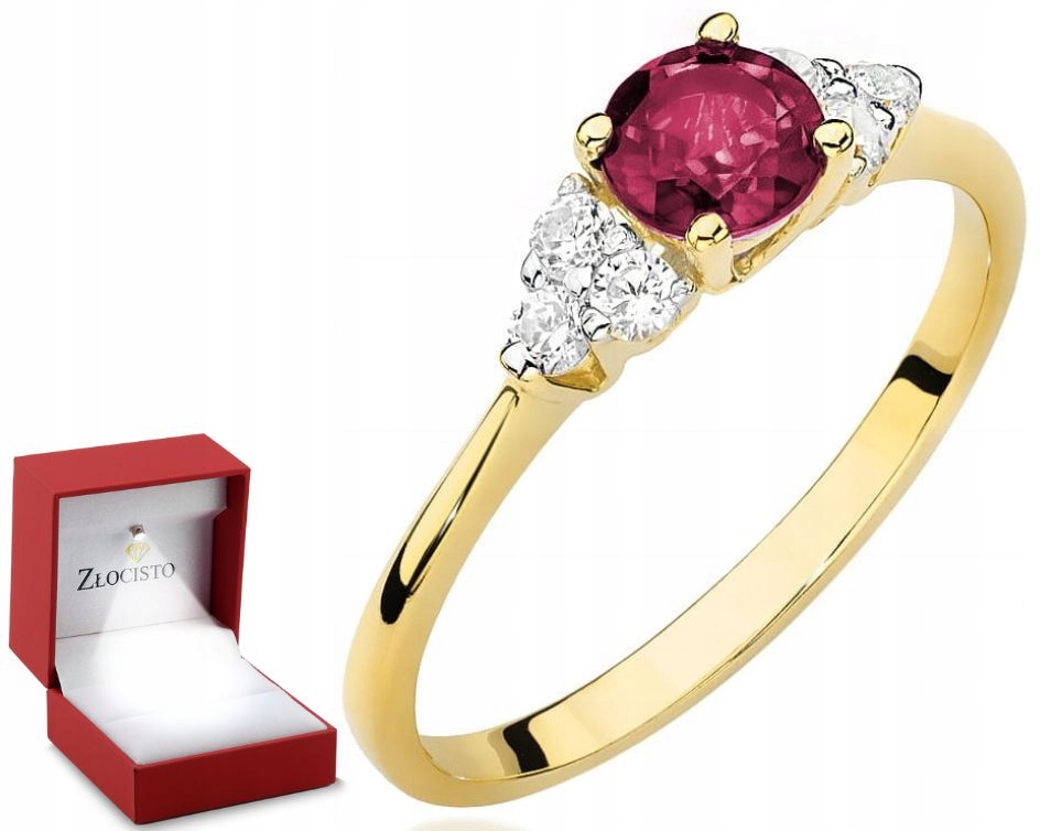 Zlatý Prstýnek S Rubínem A Brilianty Gravírování