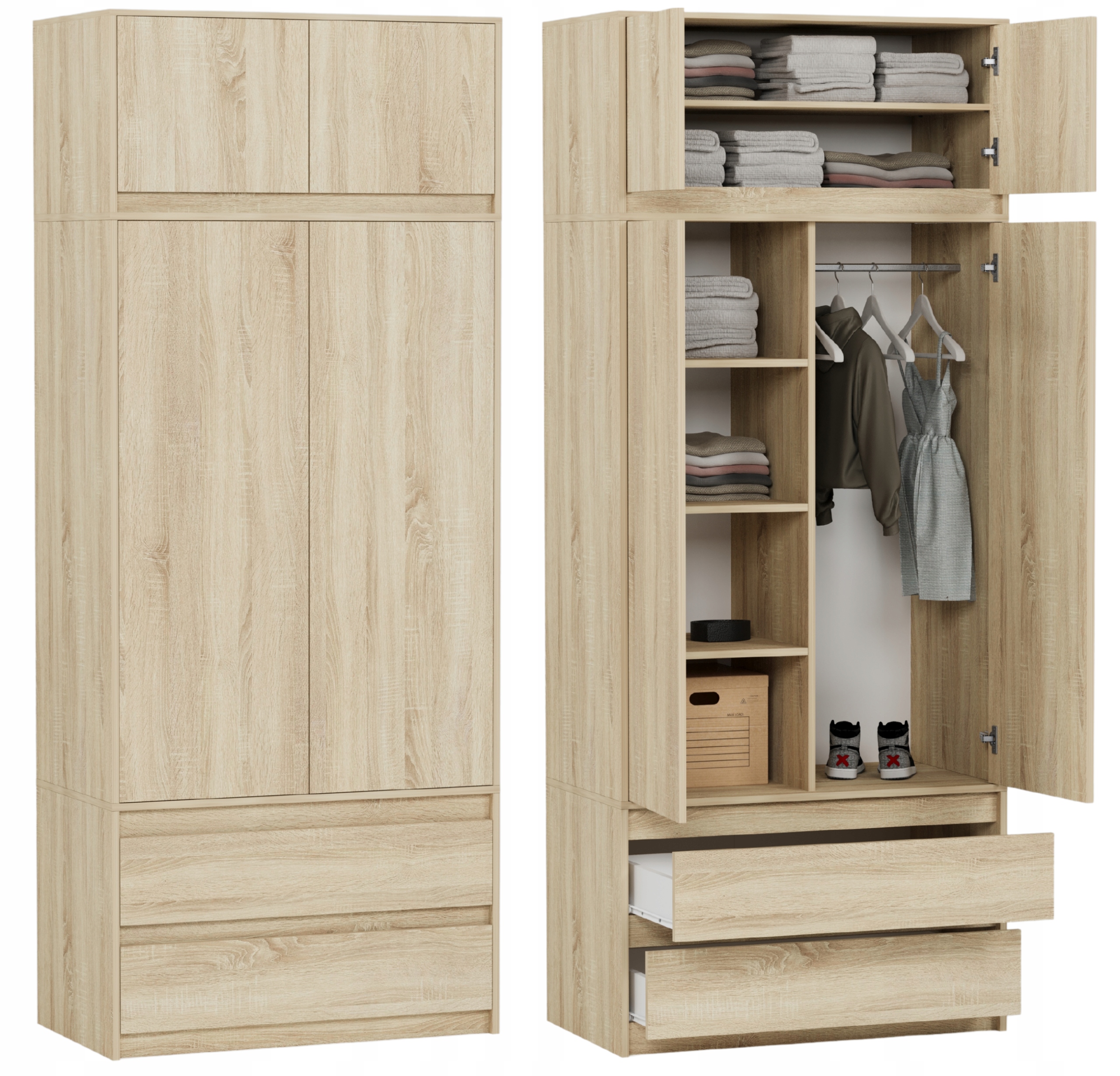 Skříň 90cm Sonoma přístavba B-9N