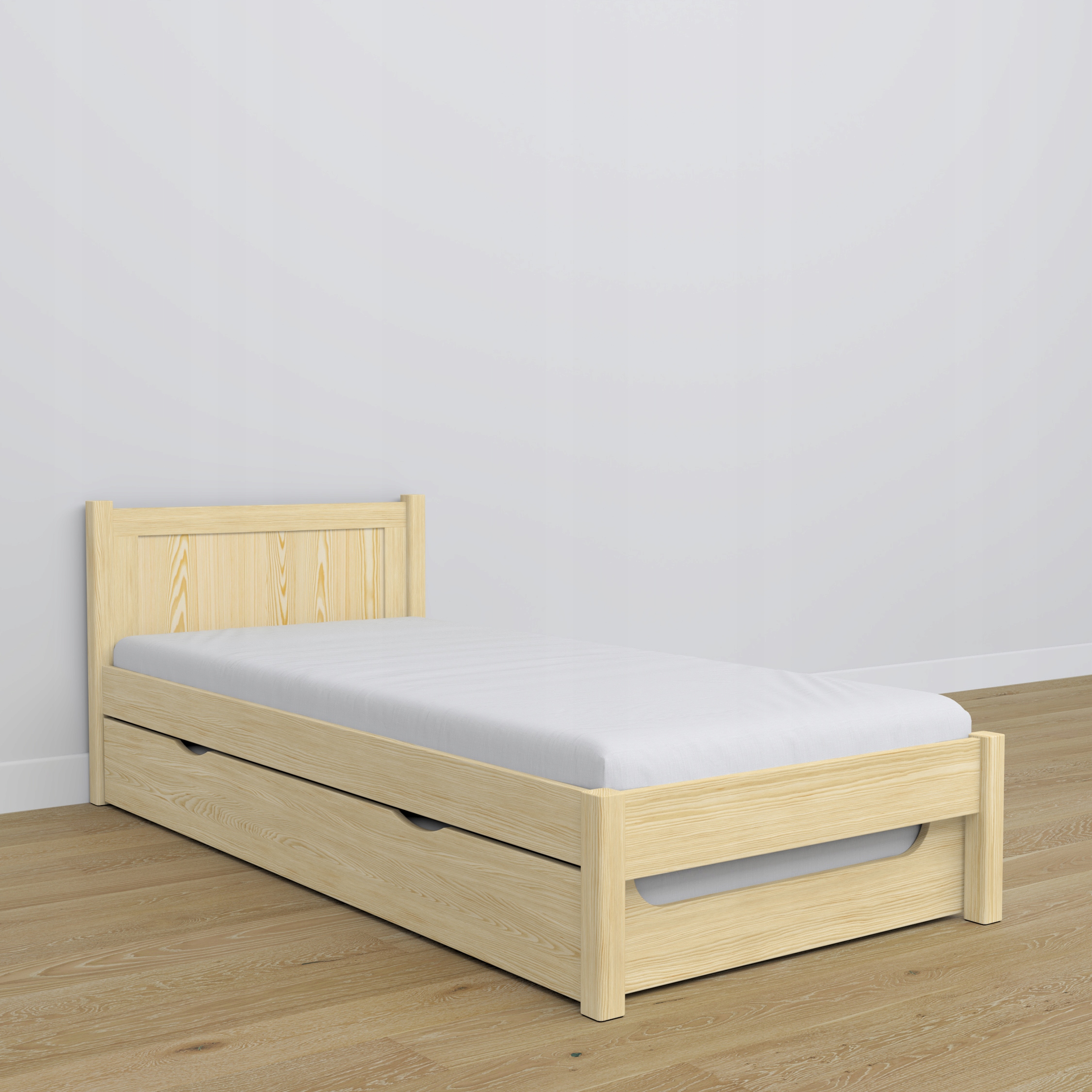 Łóżko drewniane z szufladą 90x200 sosnowe N02 Typ łóżko pojedyncze