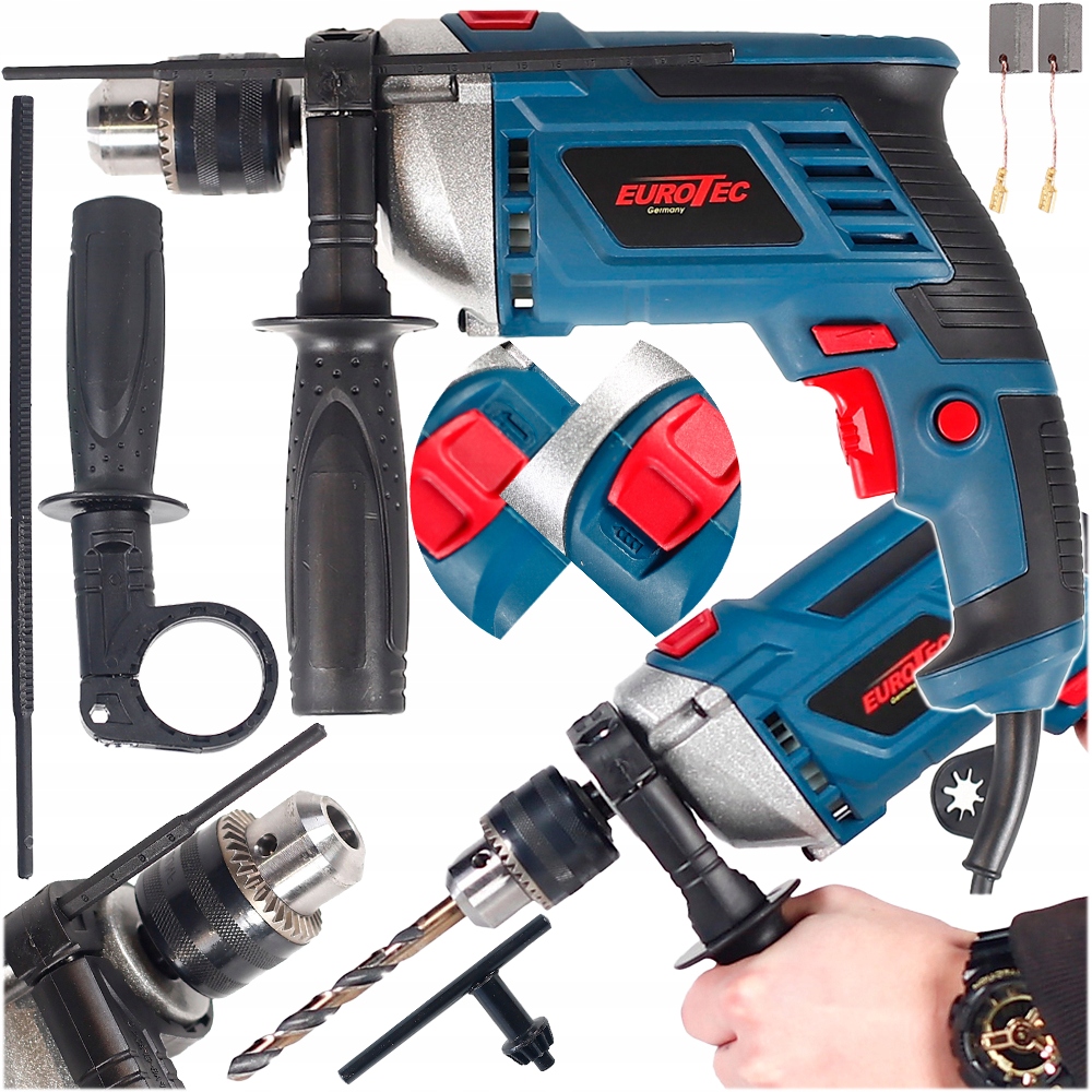 Příklepová Vrtačka Ø13 1700W Příklepová Silná Sada Ozubených Držáků