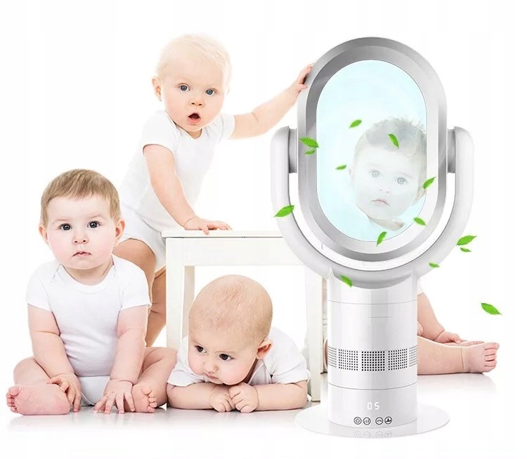 Podlahový Ventilátor Stojanový Ventilátor Domáci Silný Tichý Diaľkový Ovládač Bez Lopatiek