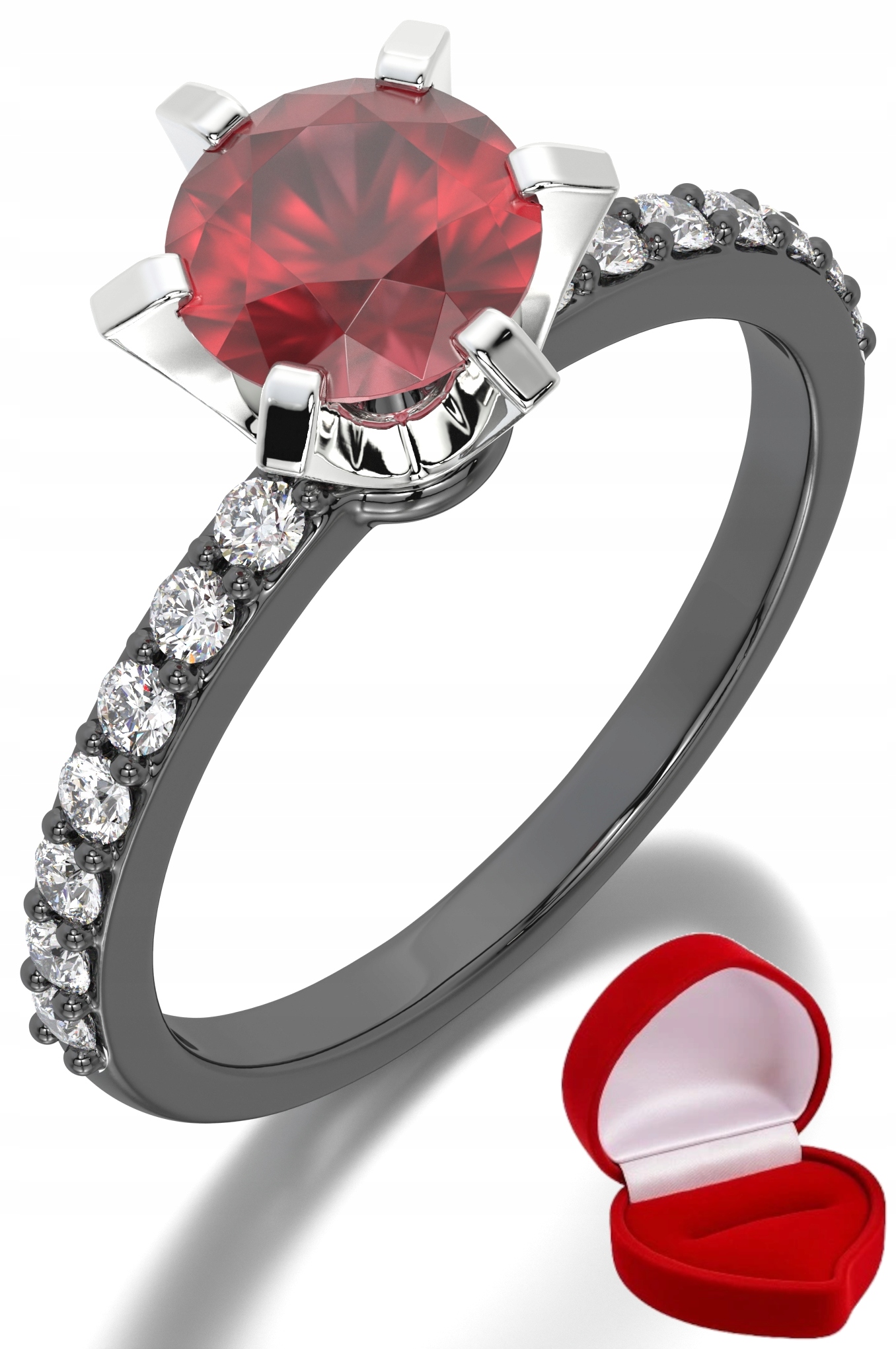 Zlatý Prstýnek 585 14k Rubín 1 ct Černé Zlato R28