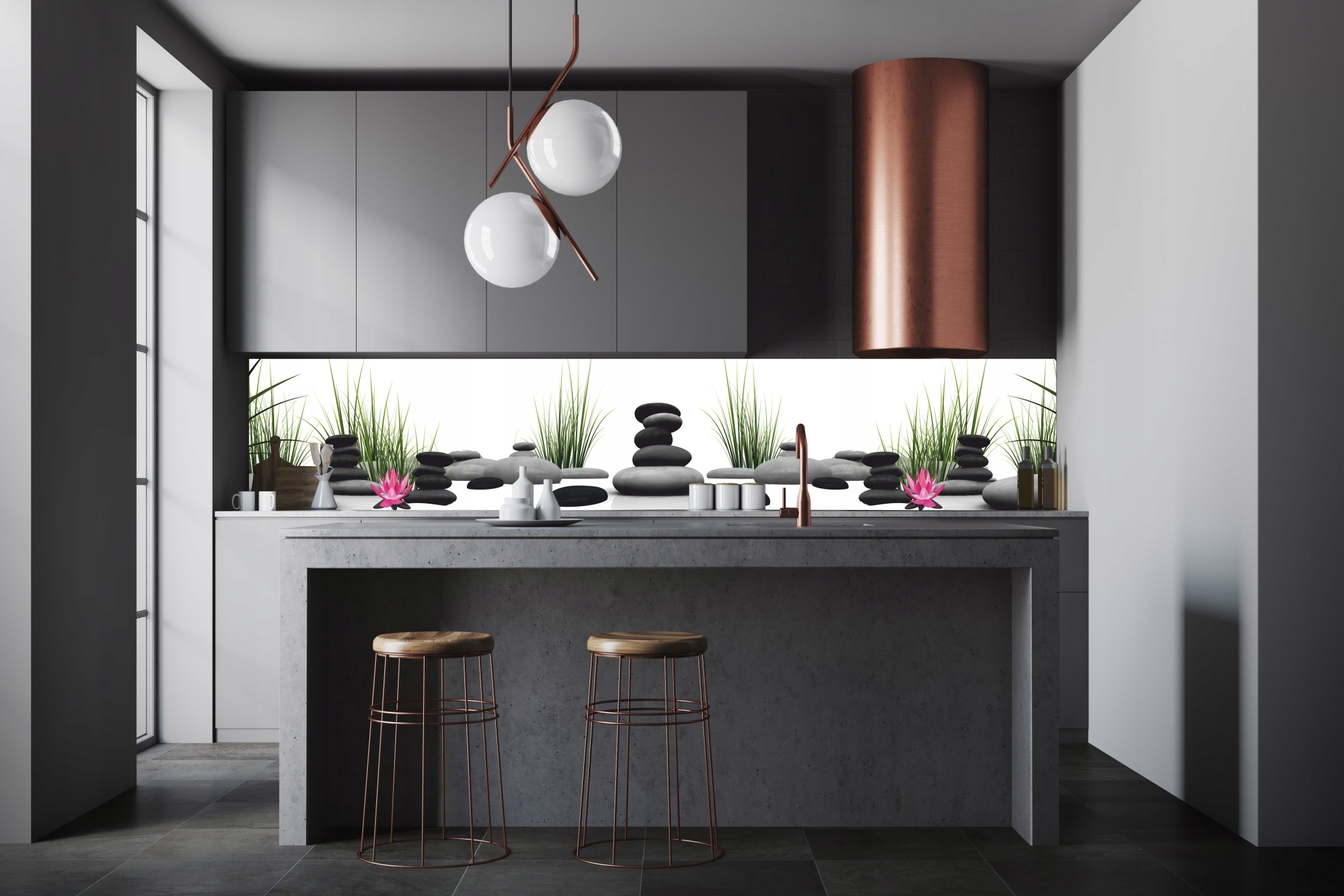 

Fototapeta Do Kuchni Zmywalna Kamyki Kwiat 260x60