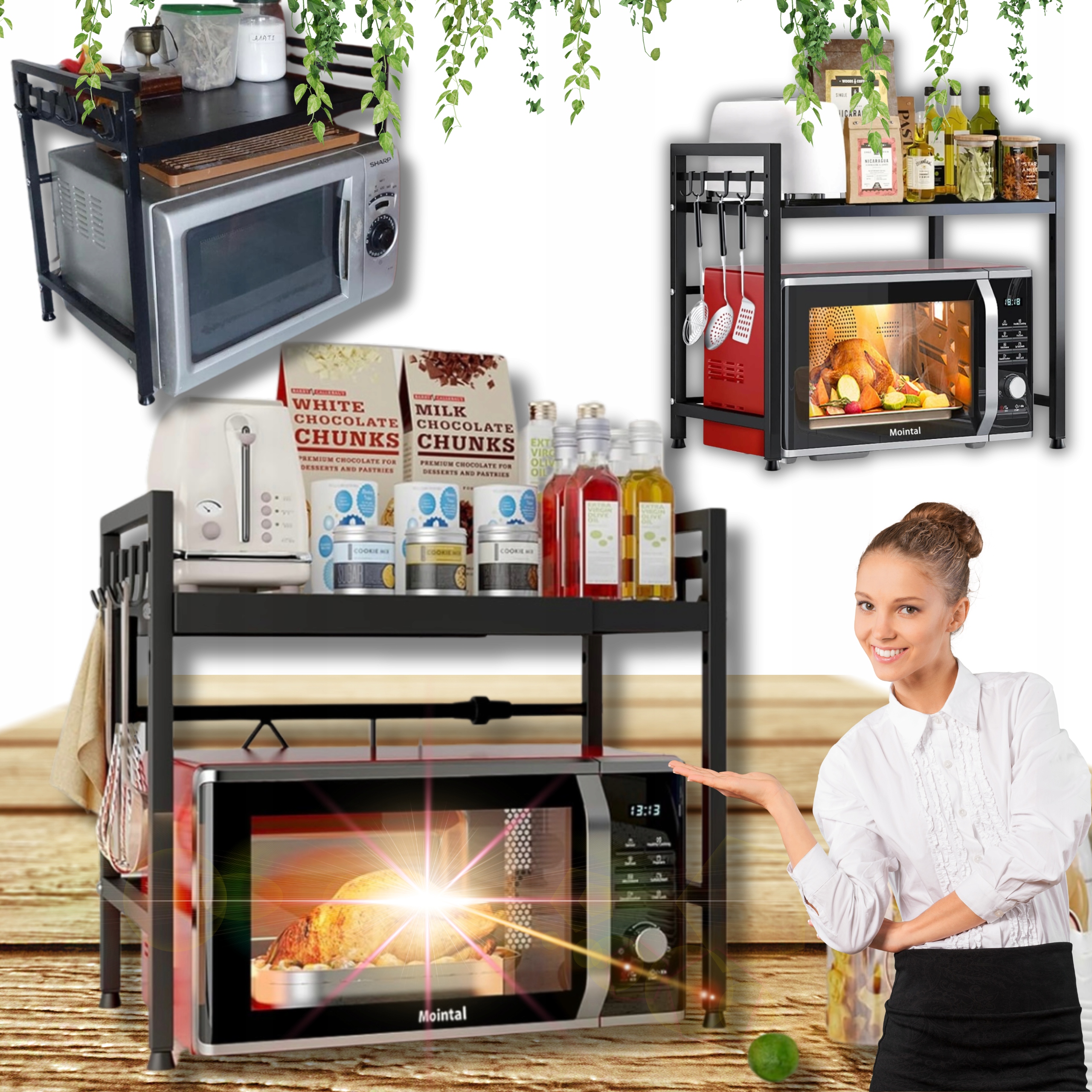 Polička Kuchyňský Regál Organizér Deska Na Koření Stojan Pevný Nastavitelný!