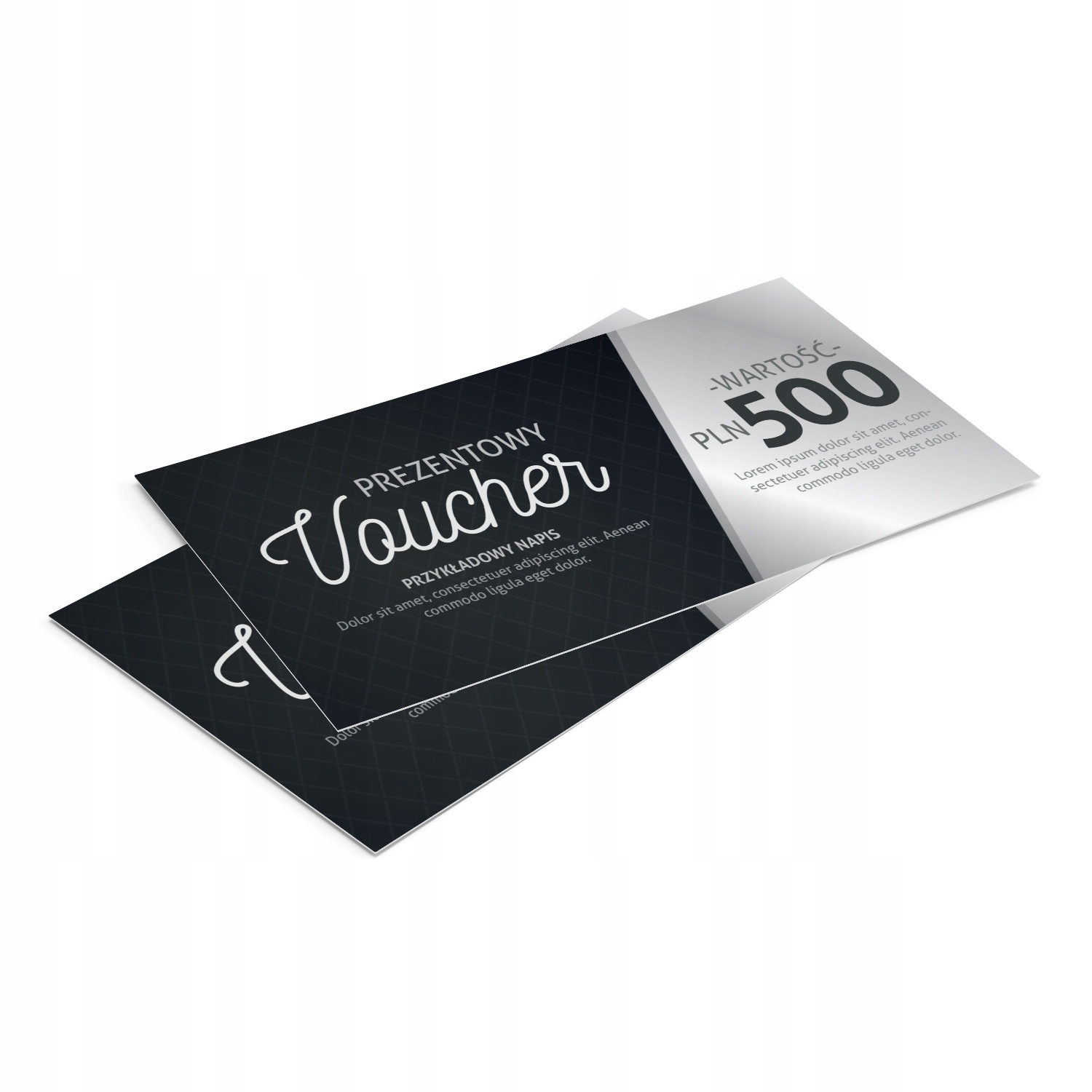 Vouchery prezentowe srebrne MAT 99x210mm 350g DARMOWY PROJEKT 50 sztuk Marka inny
