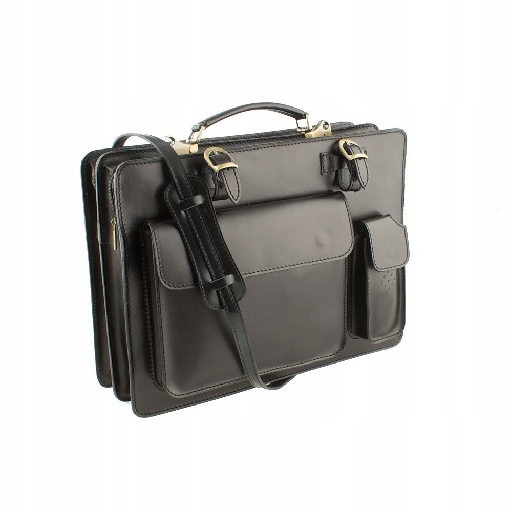 SKÓRZANA TECZKA AKTÓWKA MĘSKA DAMSKA SKÓRA NATURALNA GAZECIARKA CZARNA