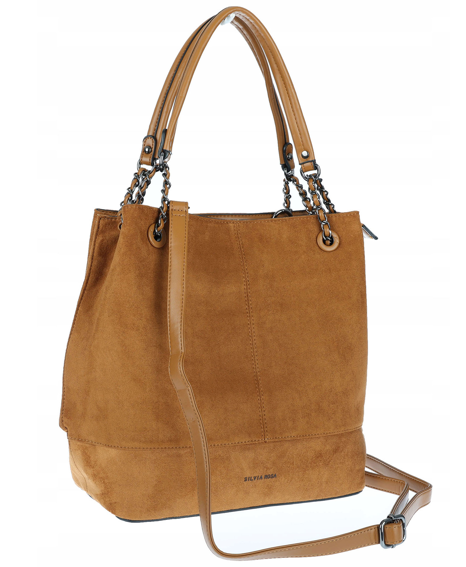 Dámská kabelka shopper taška semišová elegantní lehká velká taška S396 Hnědá