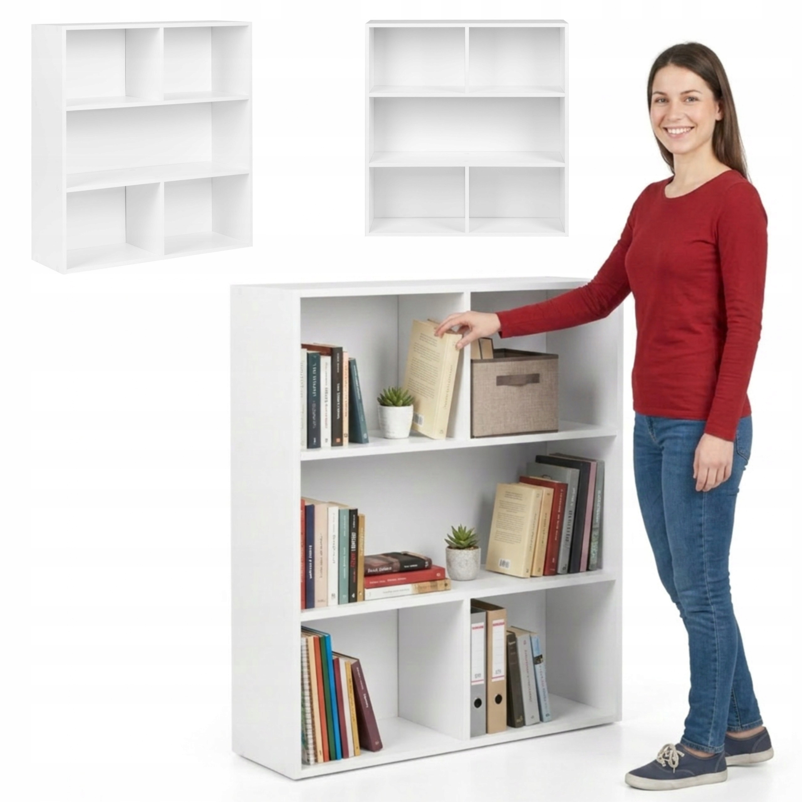 Regał Stojący Komoda Szafka Szafka do Salonu Biura 3 Półki 87cm Biały Płyta