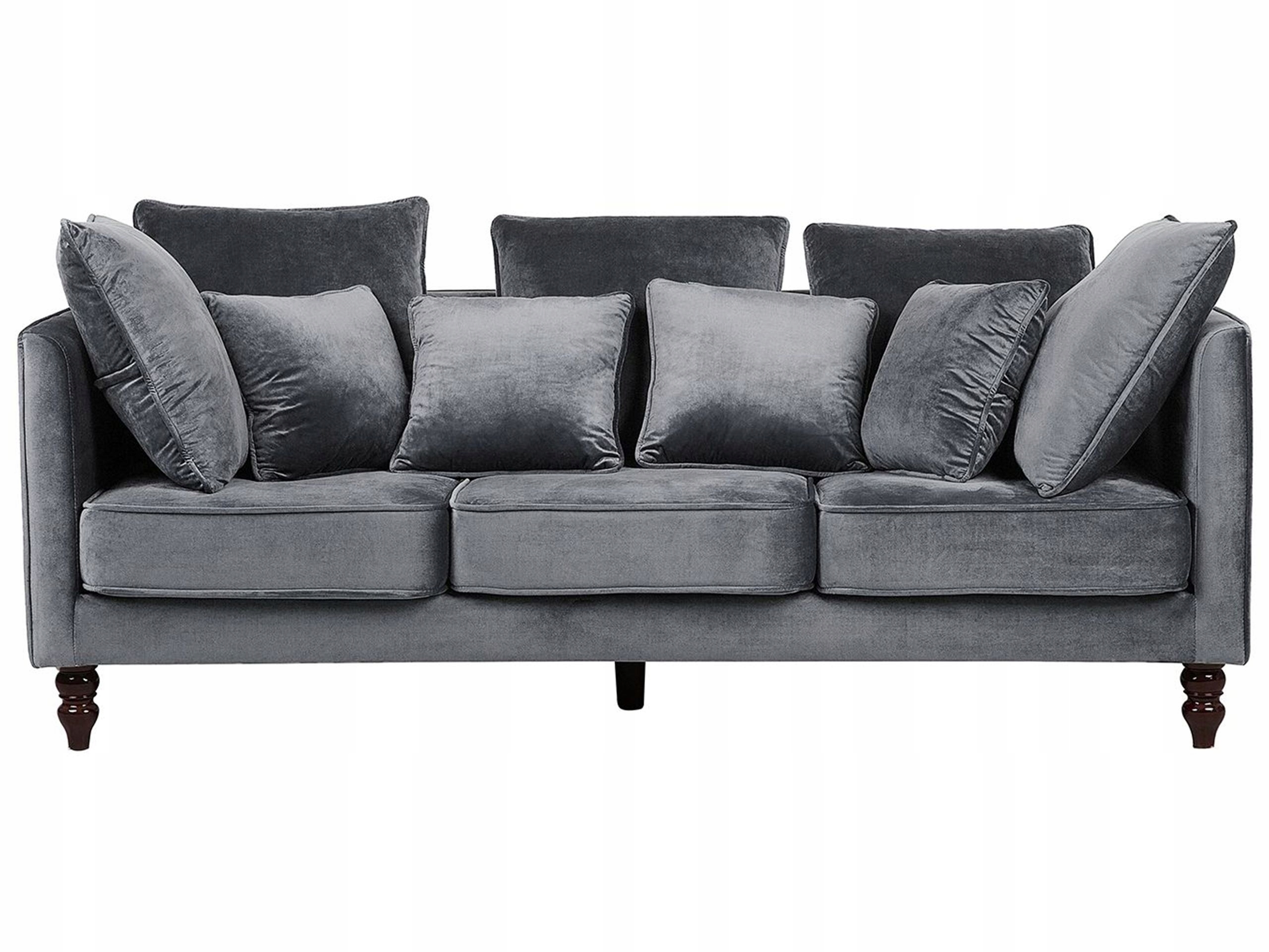 Sofa kanapa trzyosobowa welurowa szara