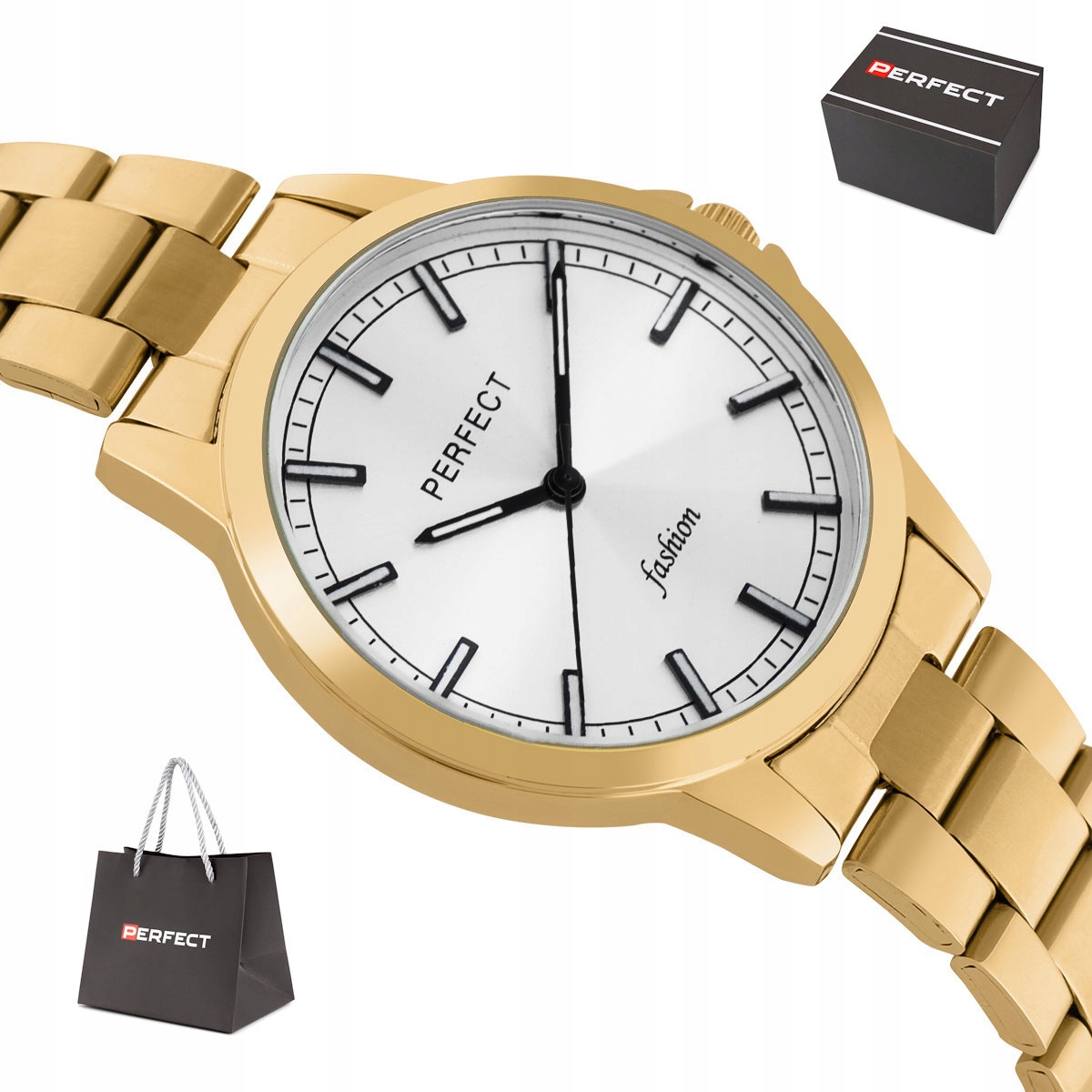 Dámské Zlaté Stříbrné Čitelné Hodinky Perfect Fashion S366-07 35 mm