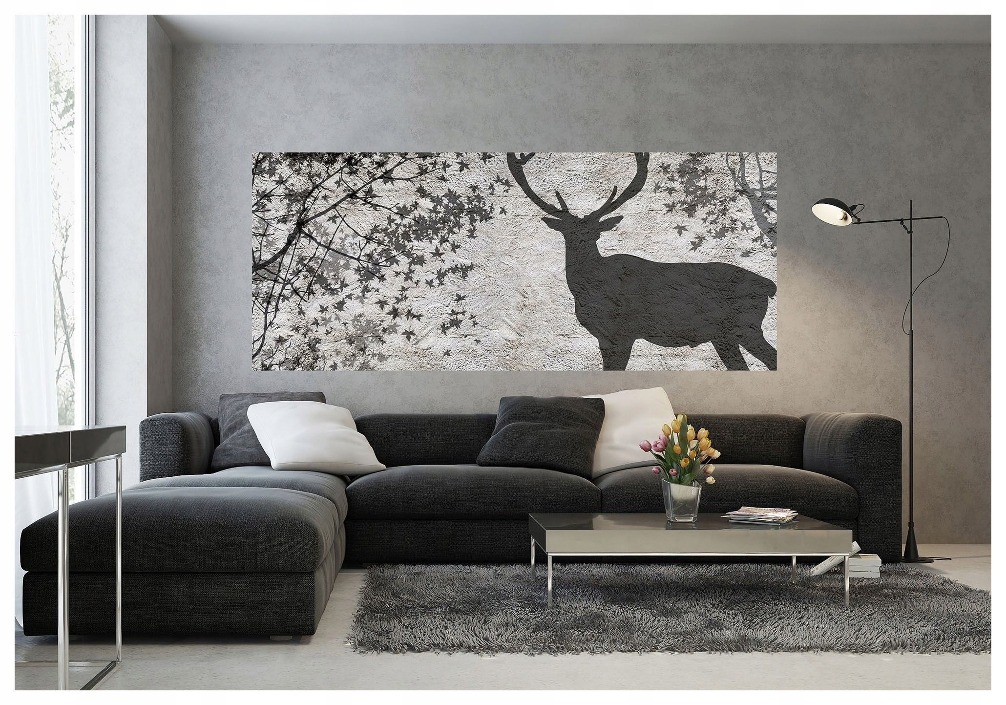 Fototapeta Jelen v lese monochromatický klid a dekorace 250x104 lepidlo