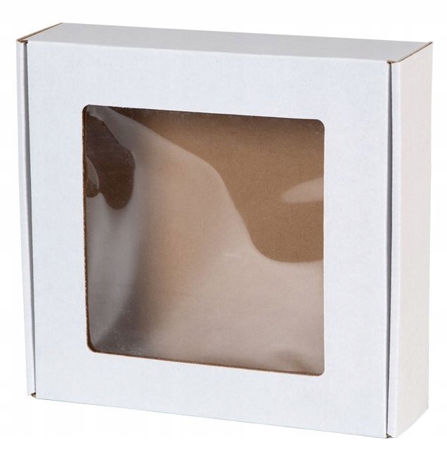 Pudełko z Okienkiem 20x20x5cm Pudełko Prezentowe Białe Karton Fasonowy