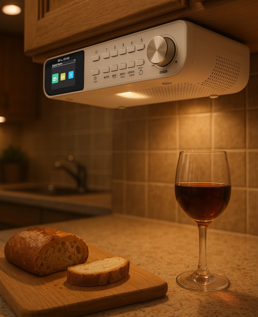 RADIO KUCHENNE PODSZAFKOWE PODWIESZANE FM/DAB+ BLUETOOTH ANTENA LATARKA LED Kolor biały