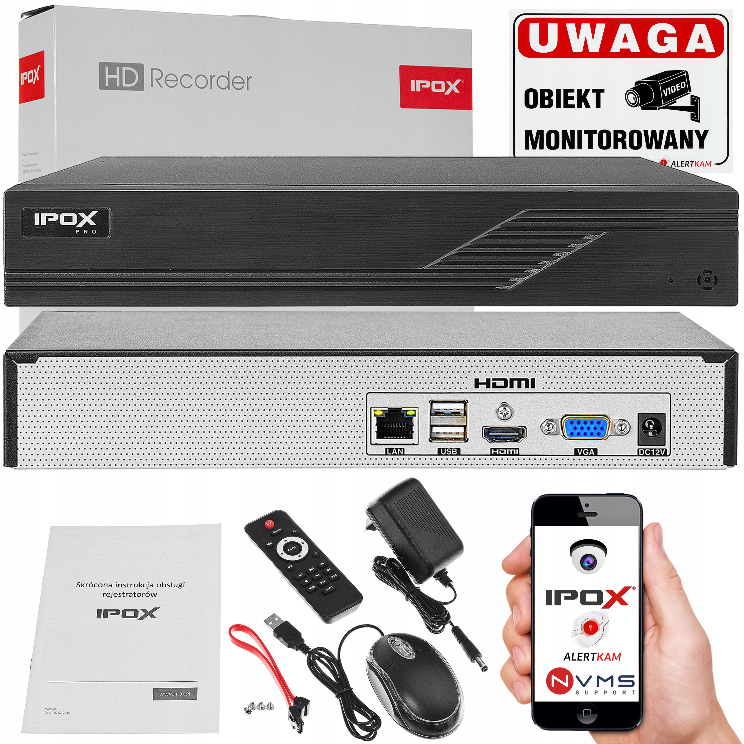 IPOX PX-NVR0481H-S - Polski rejestrator sieciowy IP zgodność NDAA