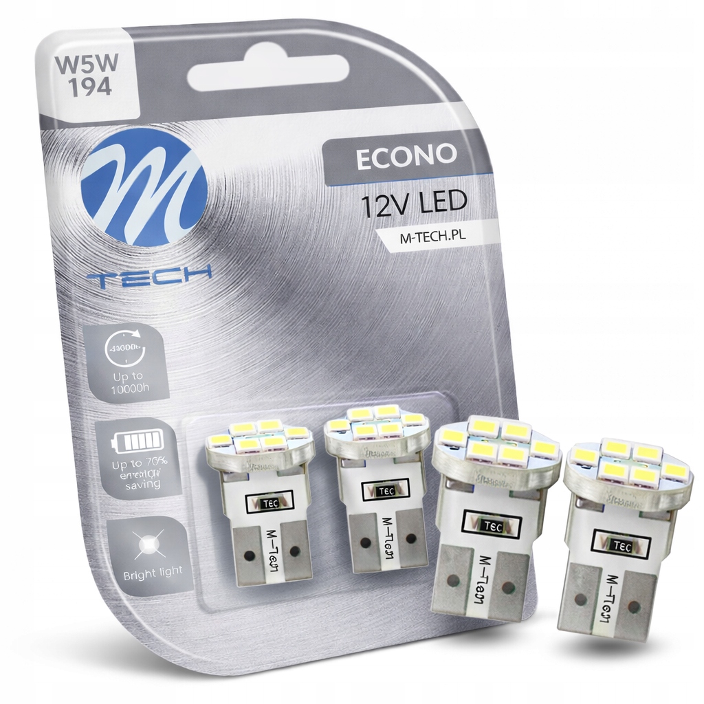 Żarówki samochodowe W5W Led 12V 6xSMD2835 *białe* M-tech 2szt.