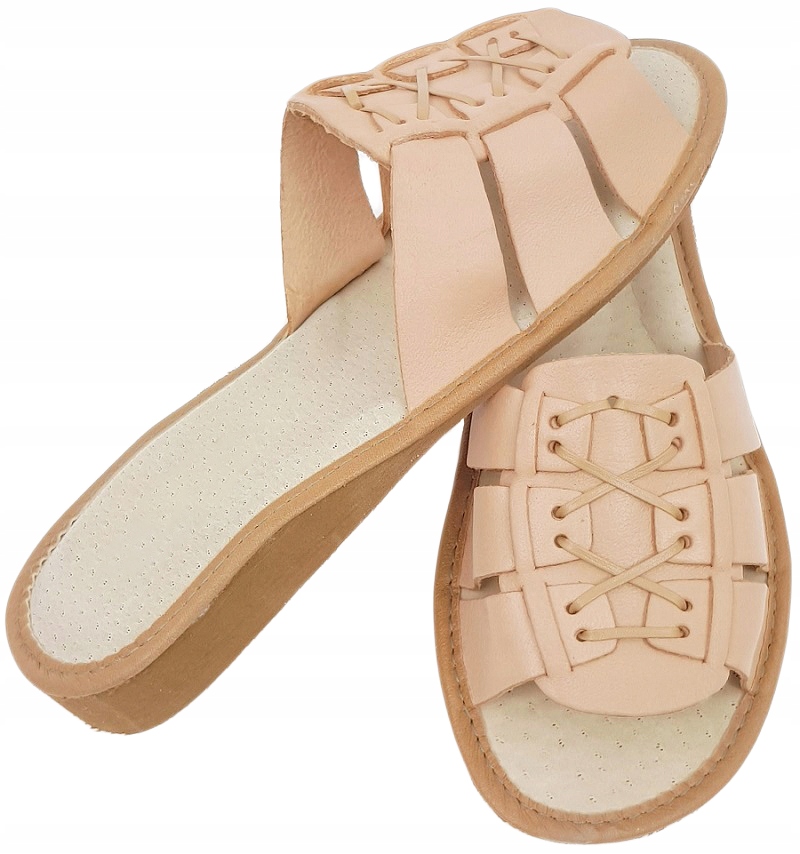 Pantofle 100% Skóra Kapcie Góralskie Odkryte *36*