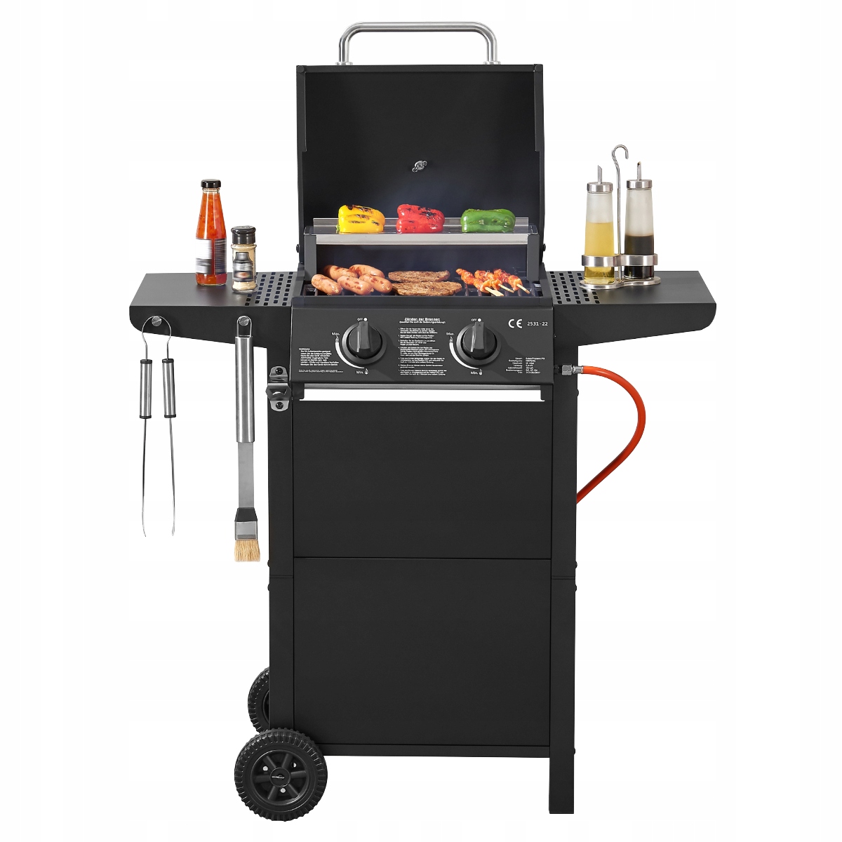 GRILL GAZOWY OGRODOWY LANDGRAF RUSZT MIEJSCE NA BUTLĘ TERMOMETR PÓŁKI Szerokość grilla 94 cm