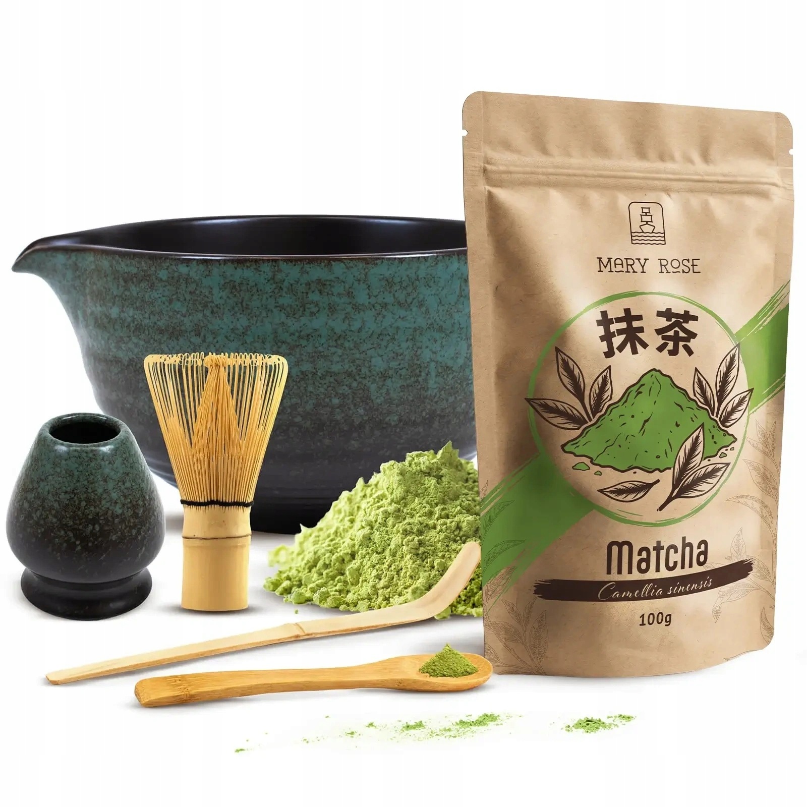 Sada Umi na vaření Matchy Denní Matcha 100g Bambusové doplňky