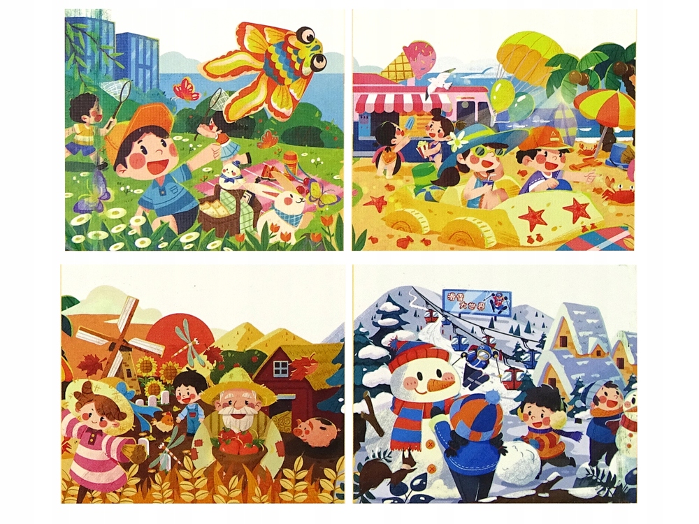Puzzle 4 w 1 , 4 Pory Roku Wiek dziecka 3 lata +