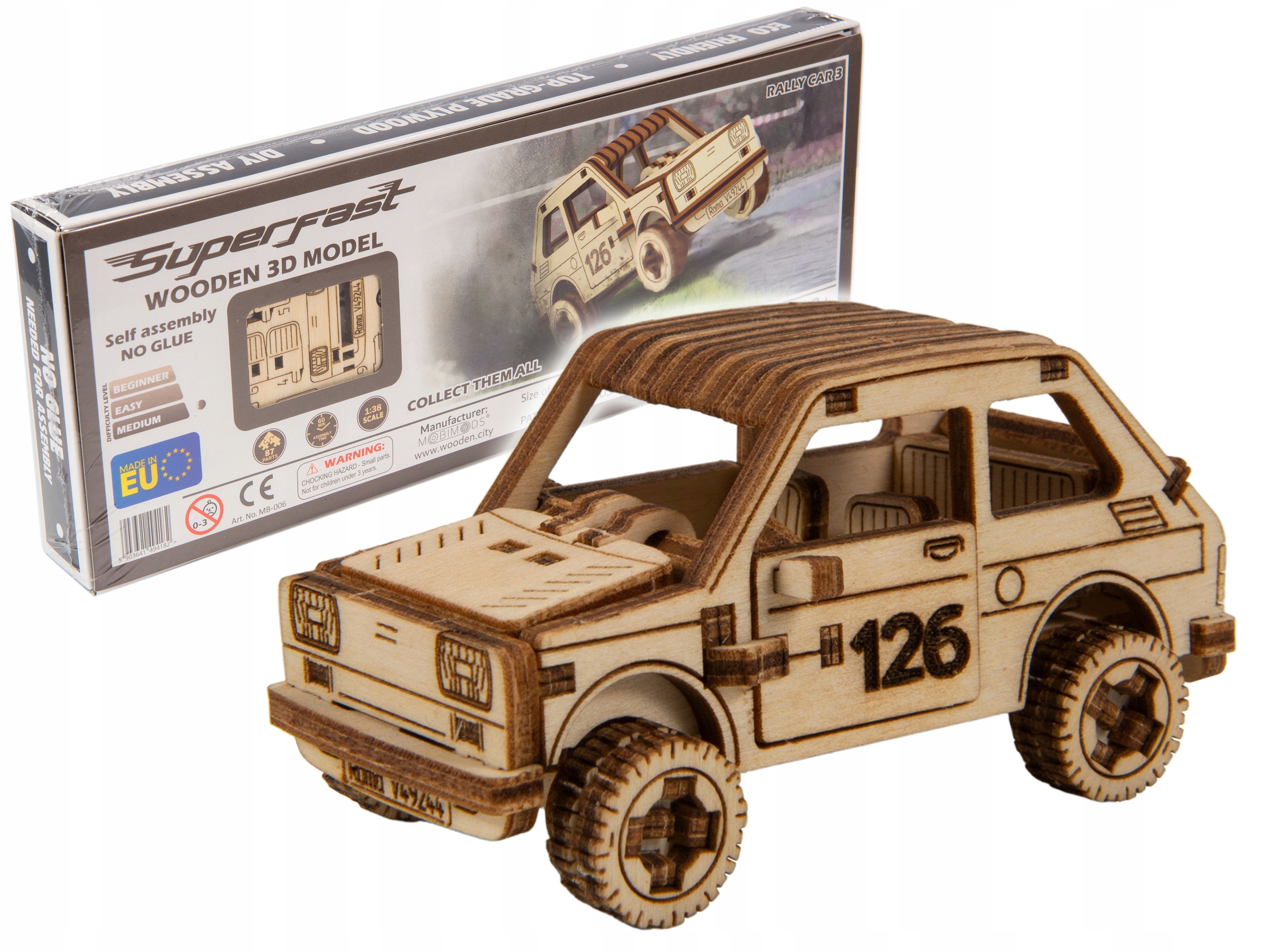 

Drewniane Puzzle 3D Mechaniczny Samochód Rajdowy 3