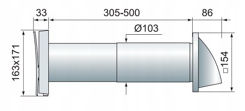 Nawietrzak ścienny fi 100 PS102WH biały Rodzaj nawiewnik