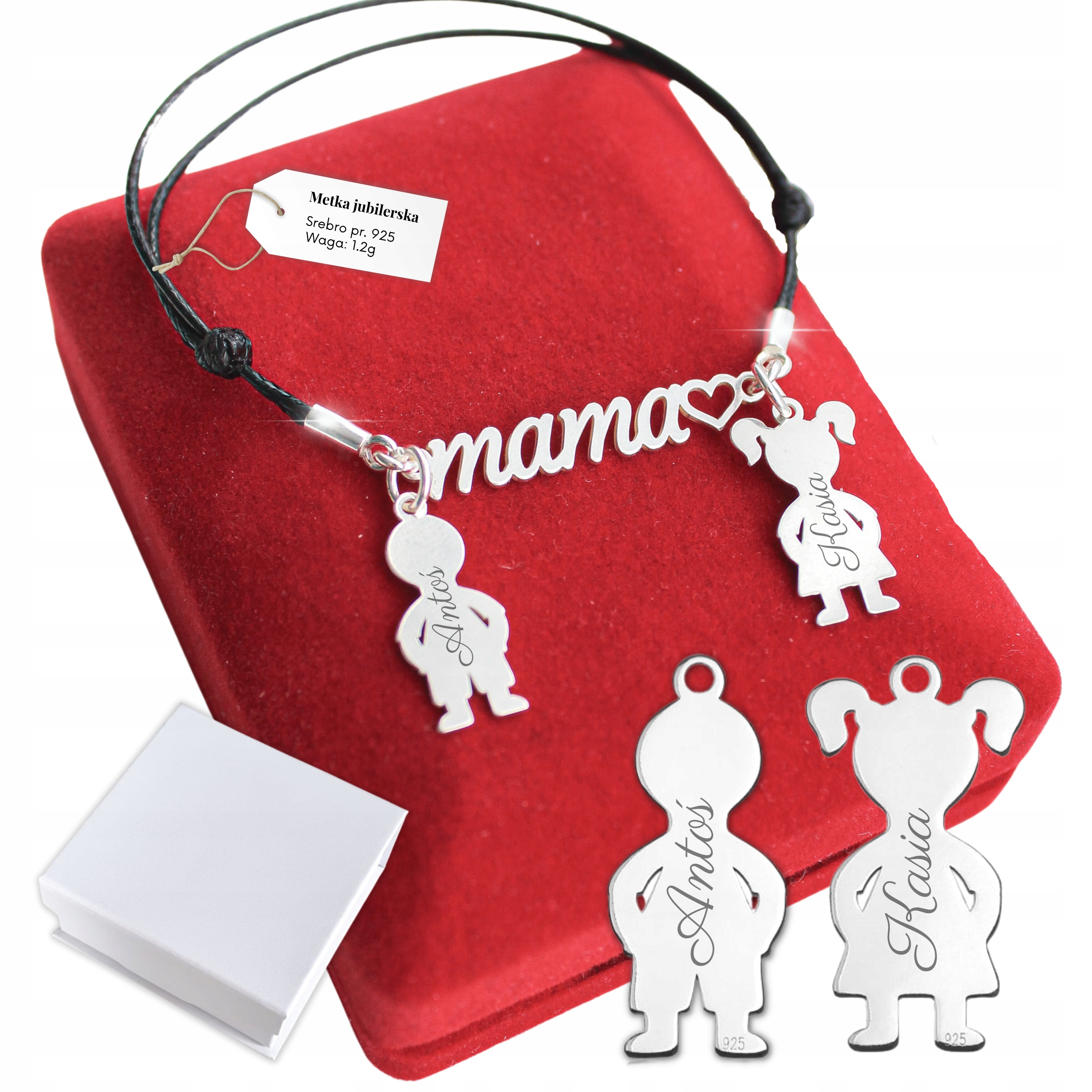 

Srebrna Bransoletka dla Mamy Imiona Dzieci Grawer